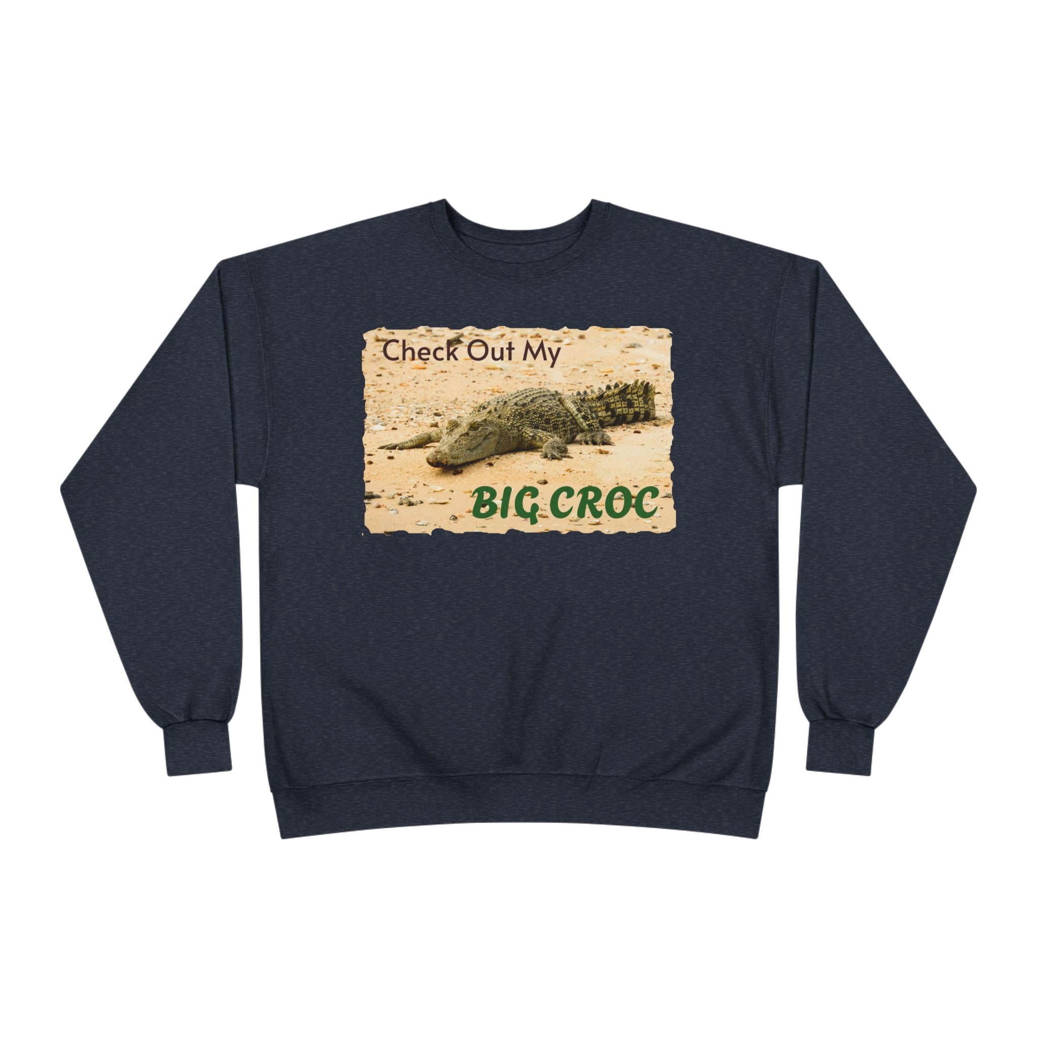 Crocodile Graphic Sweatshirt — "Check Out My Big Croc" Vintage Beach Vibe