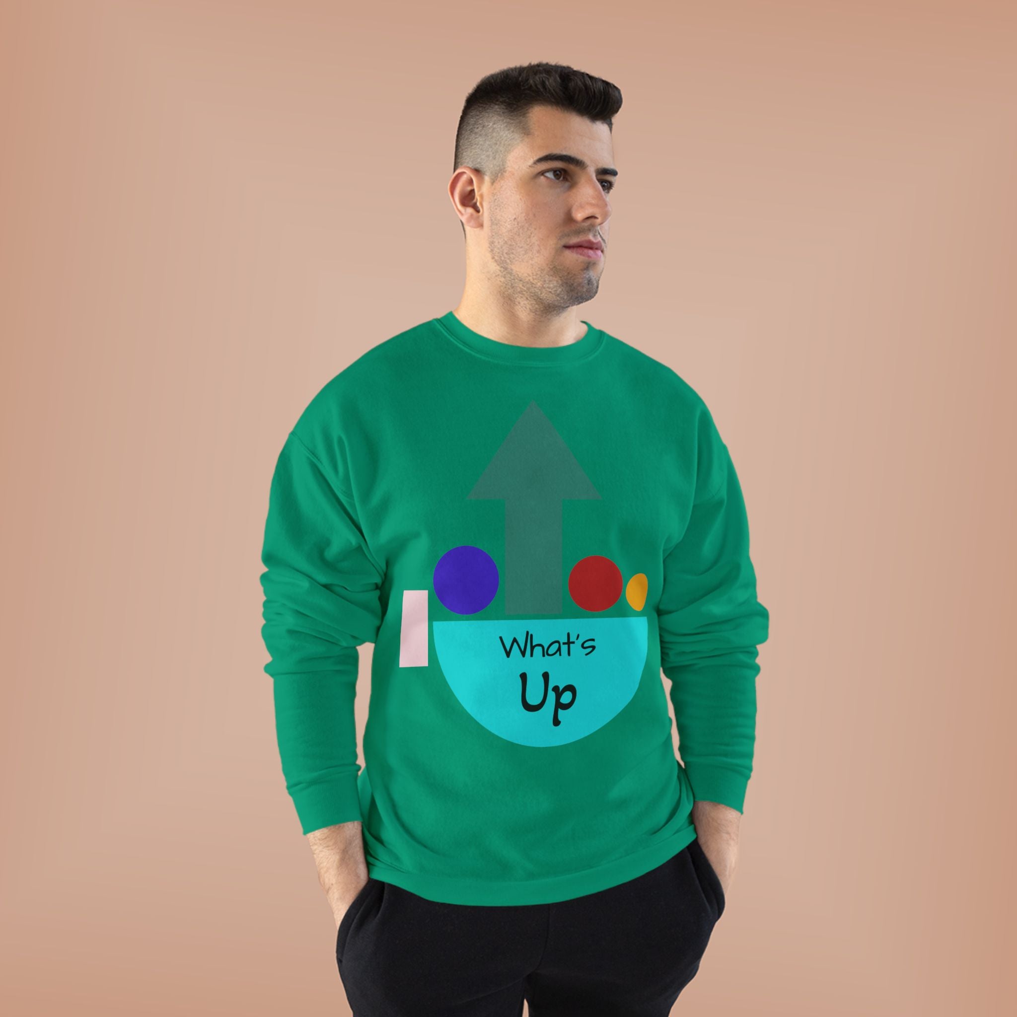 What's Up Arrow Crewneck Sweatshirt — Playful Graphic Pullover
