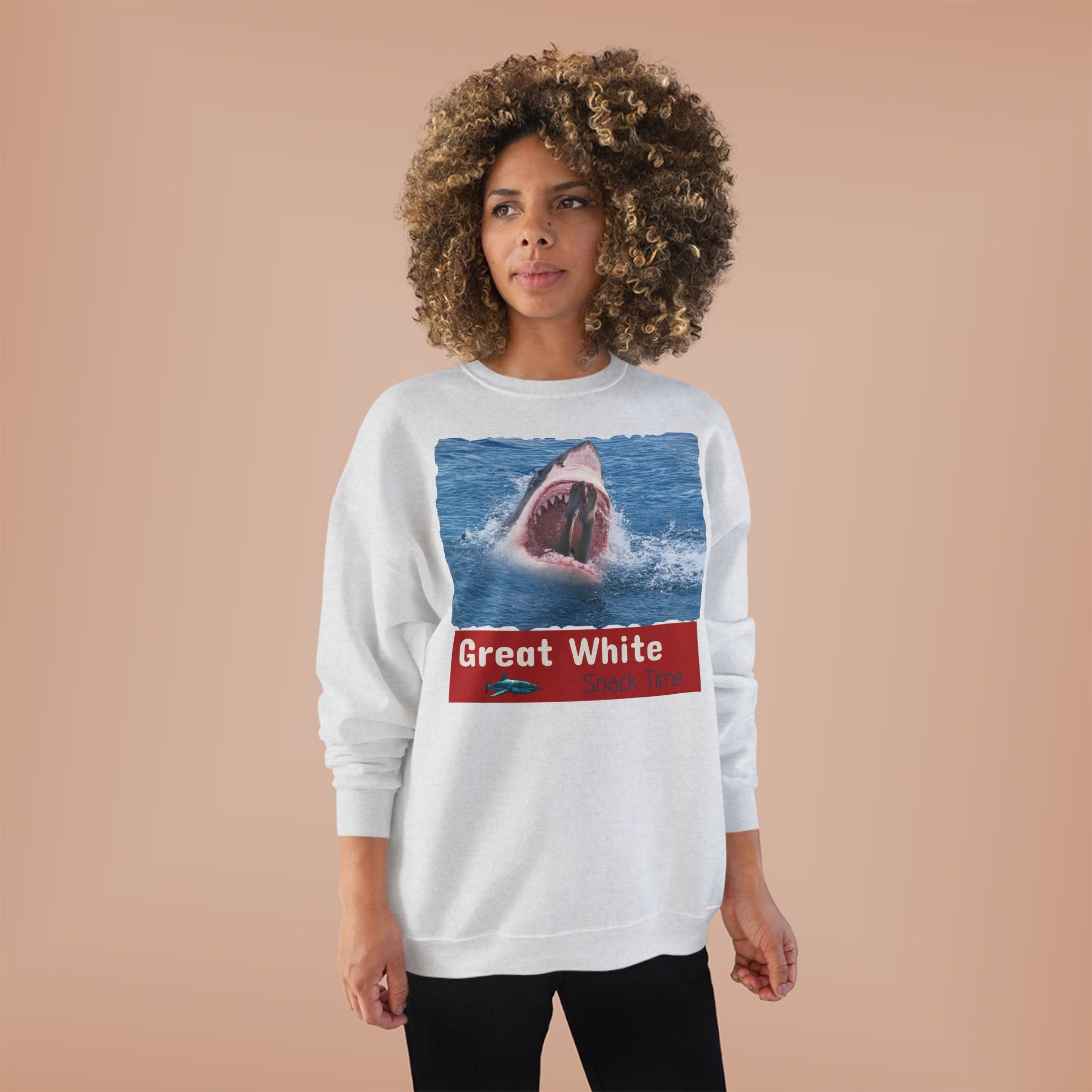 Great White Shark Crewneck Sweatshirt — Ocean Graphic Pullover