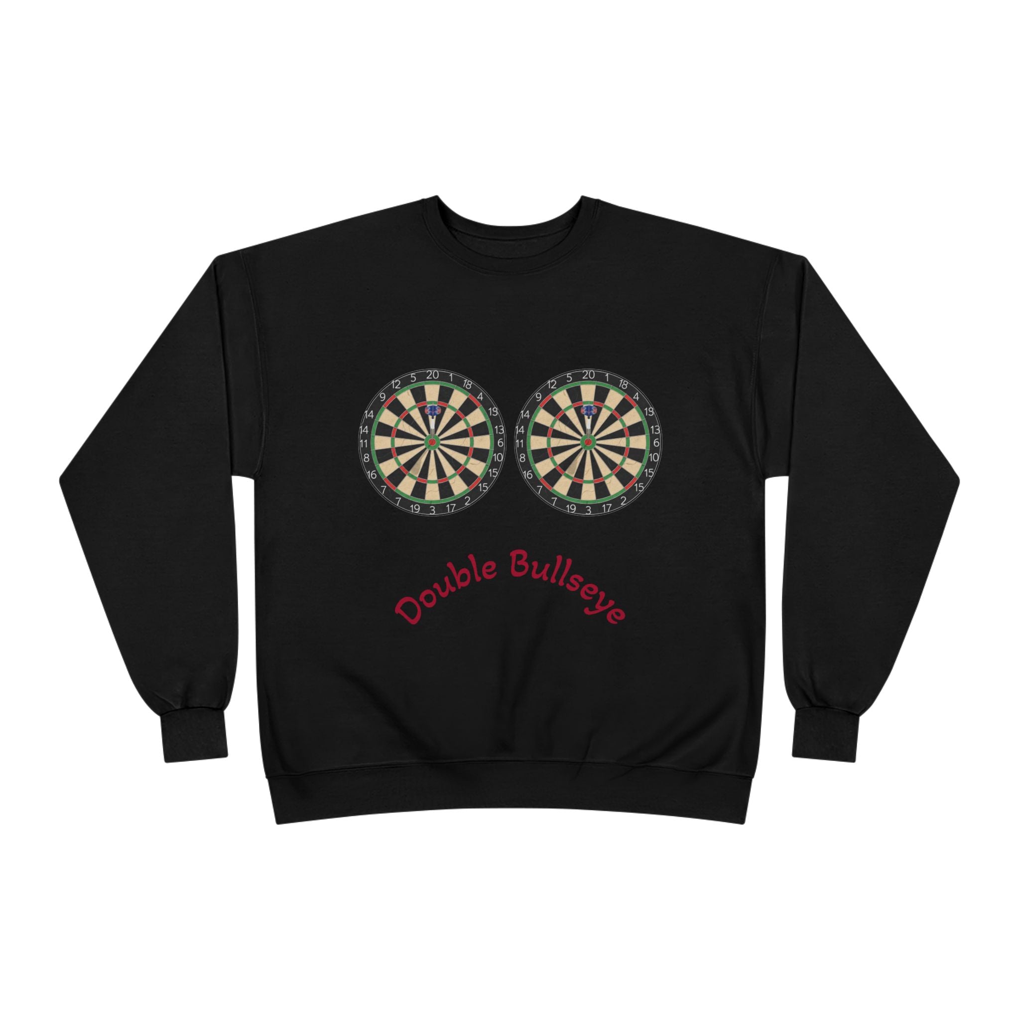 Double Bullseye Crewneck Sweatshirt — Darts Humor Graphic