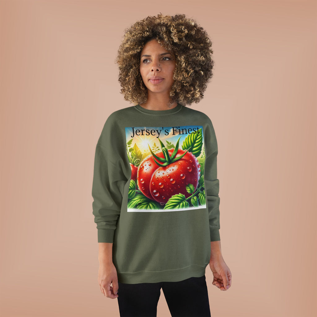 Tomato Crewneck Sweatshirt — "Jersey's Finest" Garden Produce Graphic