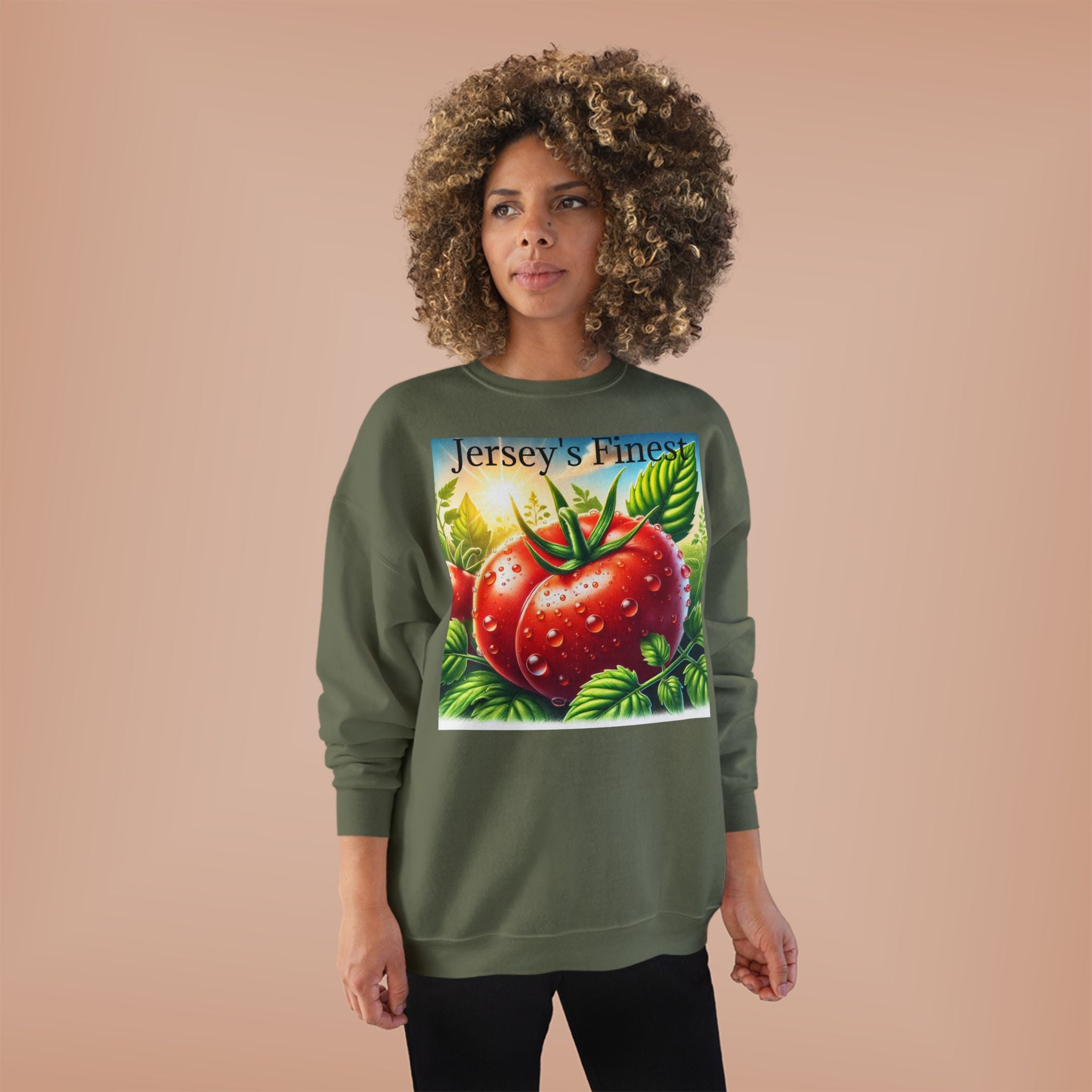 Tomato Crewneck Sweatshirt — "Jersey's Finest" Garden Produce Graphic