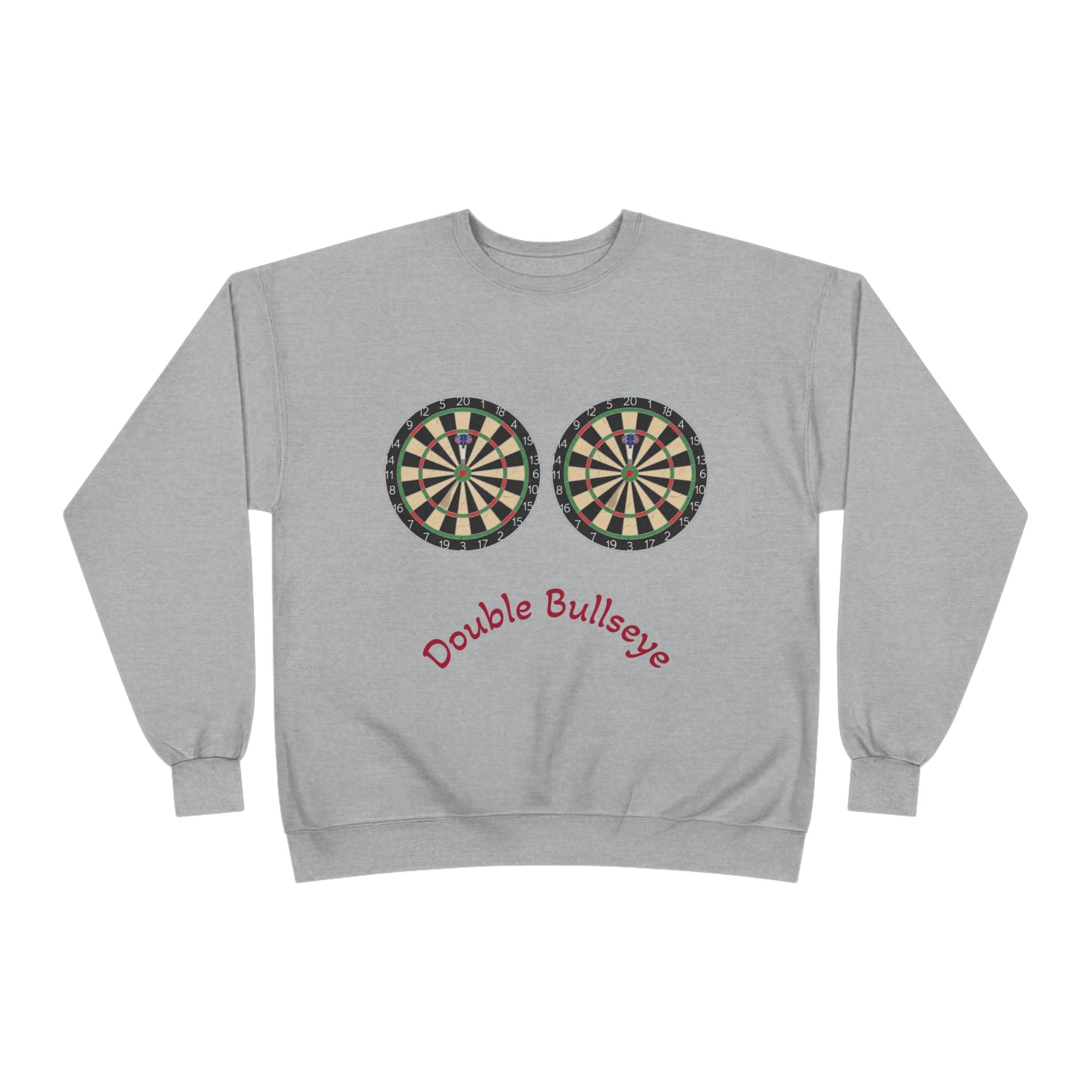 Double Bullseye Crewneck Sweatshirt — Darts Humor Graphic