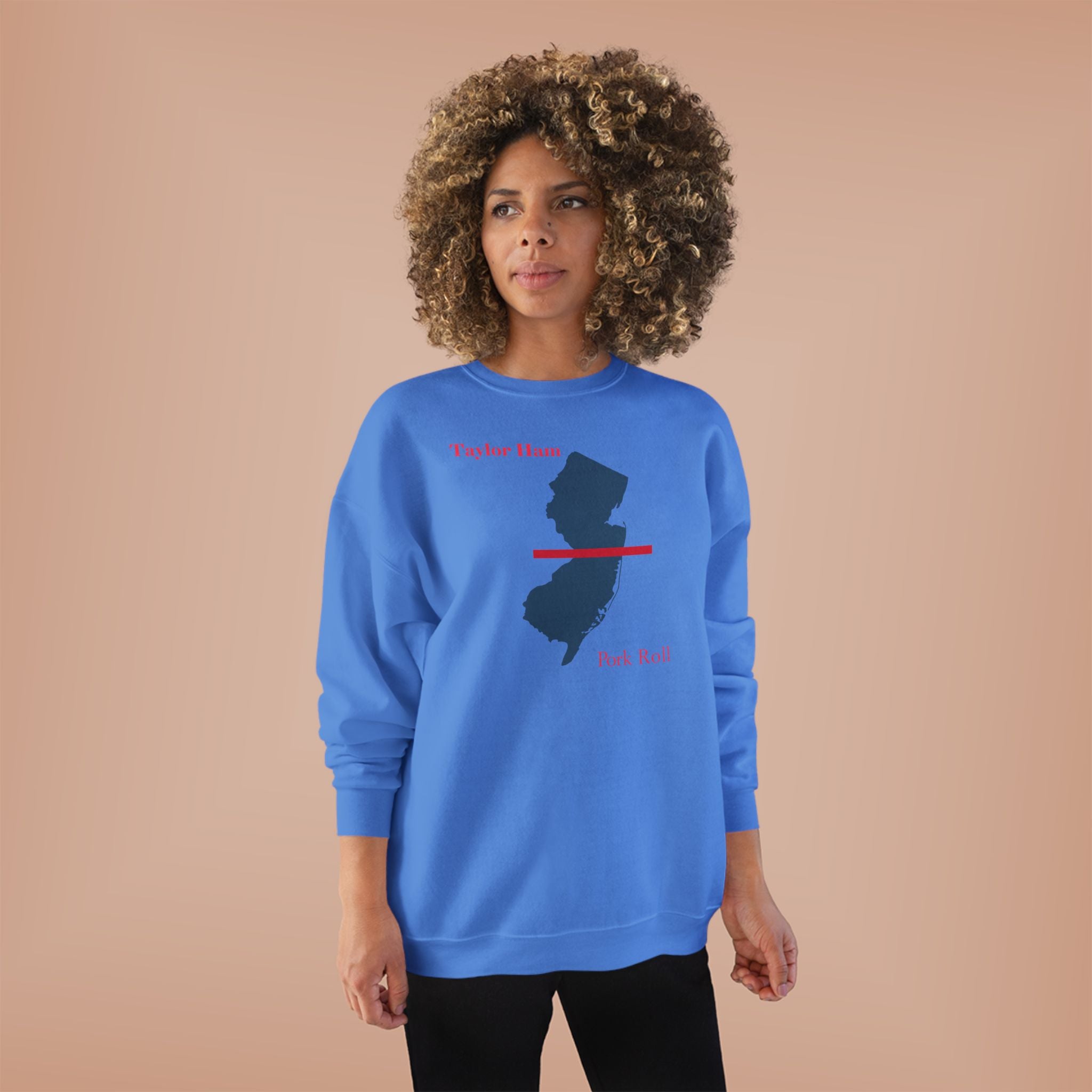 New Jersey State Crewneck Sweatshirt – Taylor Ham / Pork Roll Map Design