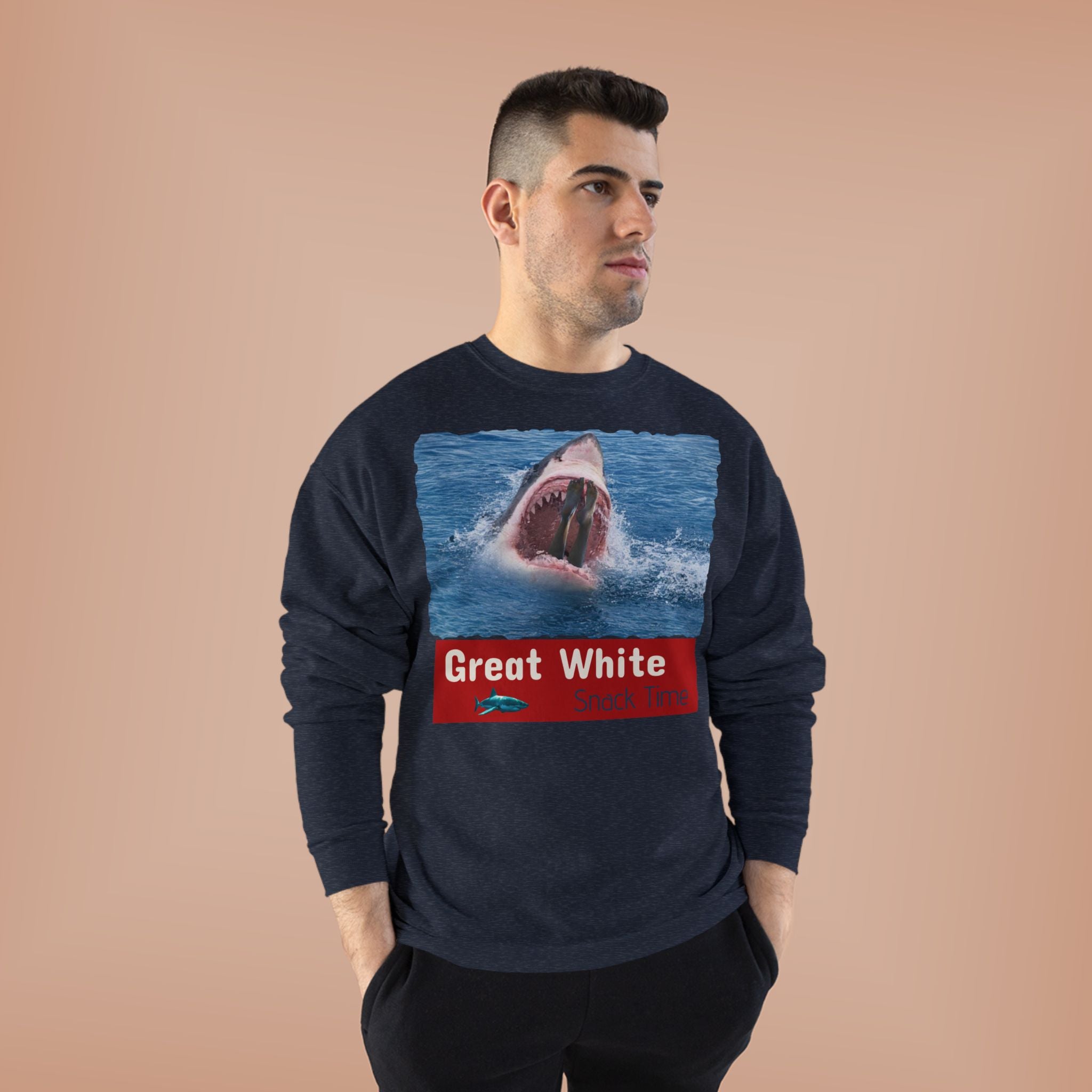 Great White Shark Crewneck Sweatshirt — Ocean Graphic Pullover