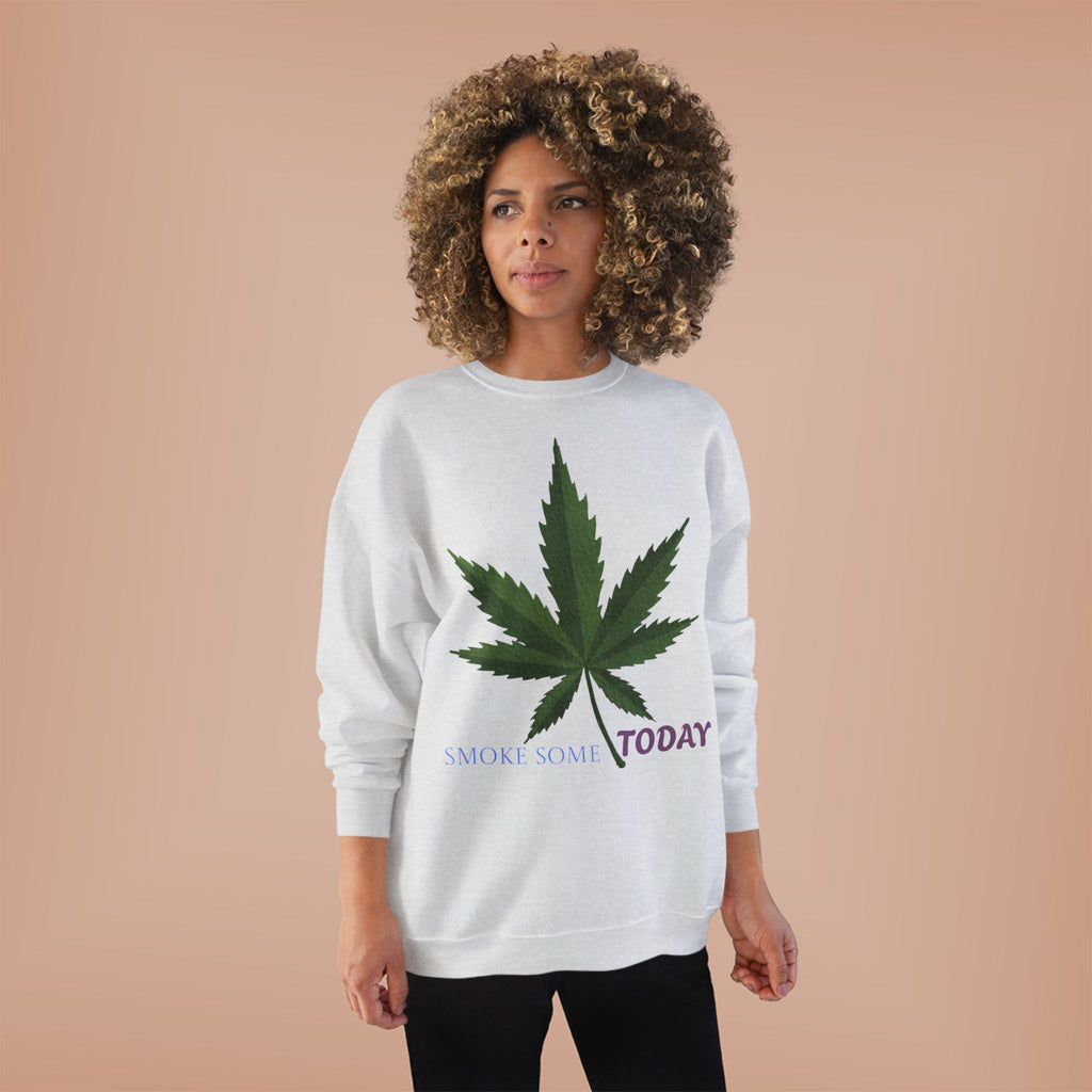 Cannabis Leaf Crewneck Sweatshirt — "Smoke Smart Today"