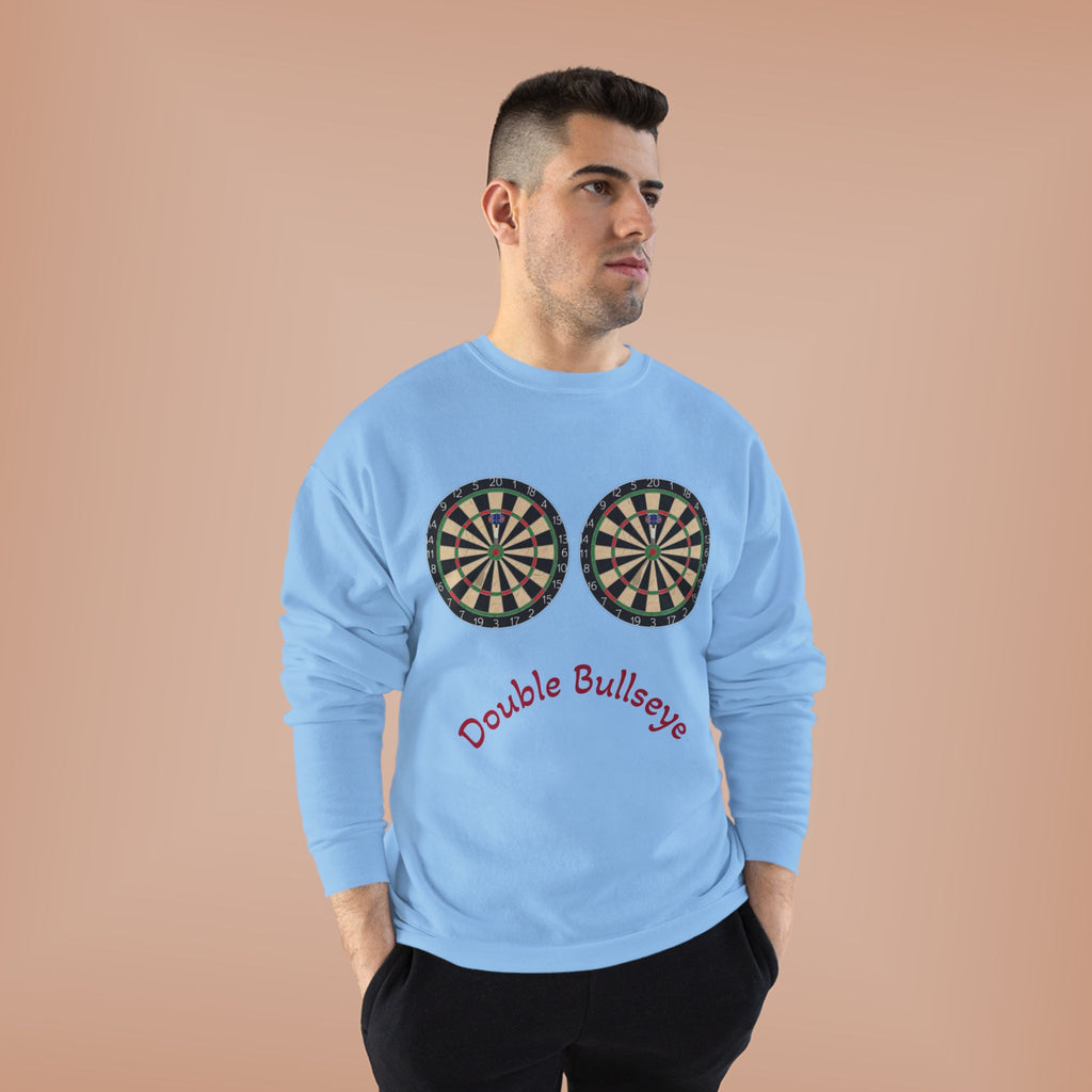Double Bullseye Crewneck Sweatshirt — Darts Humor Graphic