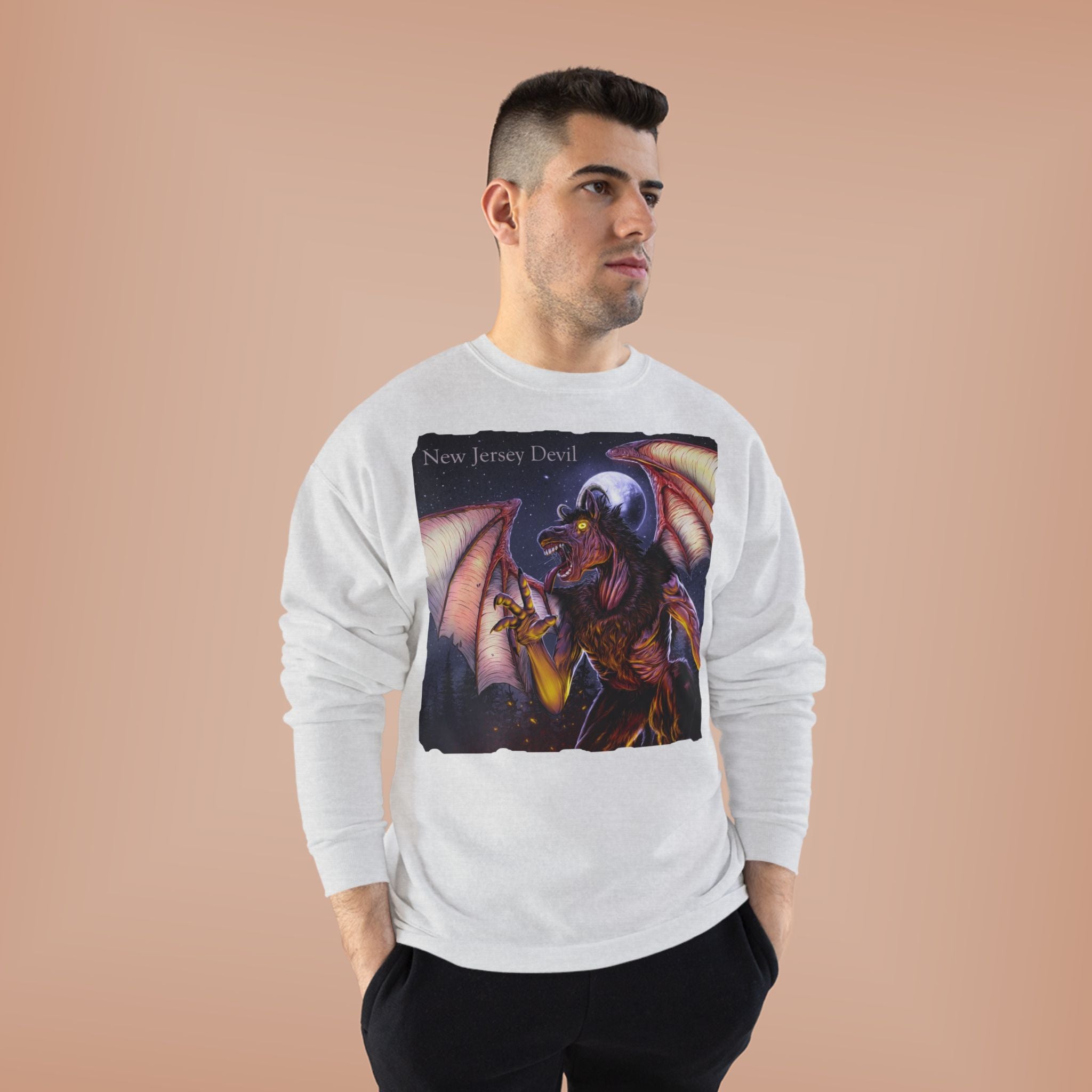 Dragon Graphic Sweatshirt — "New Jersey Dad" Fantasy Winged Creature Crewneck