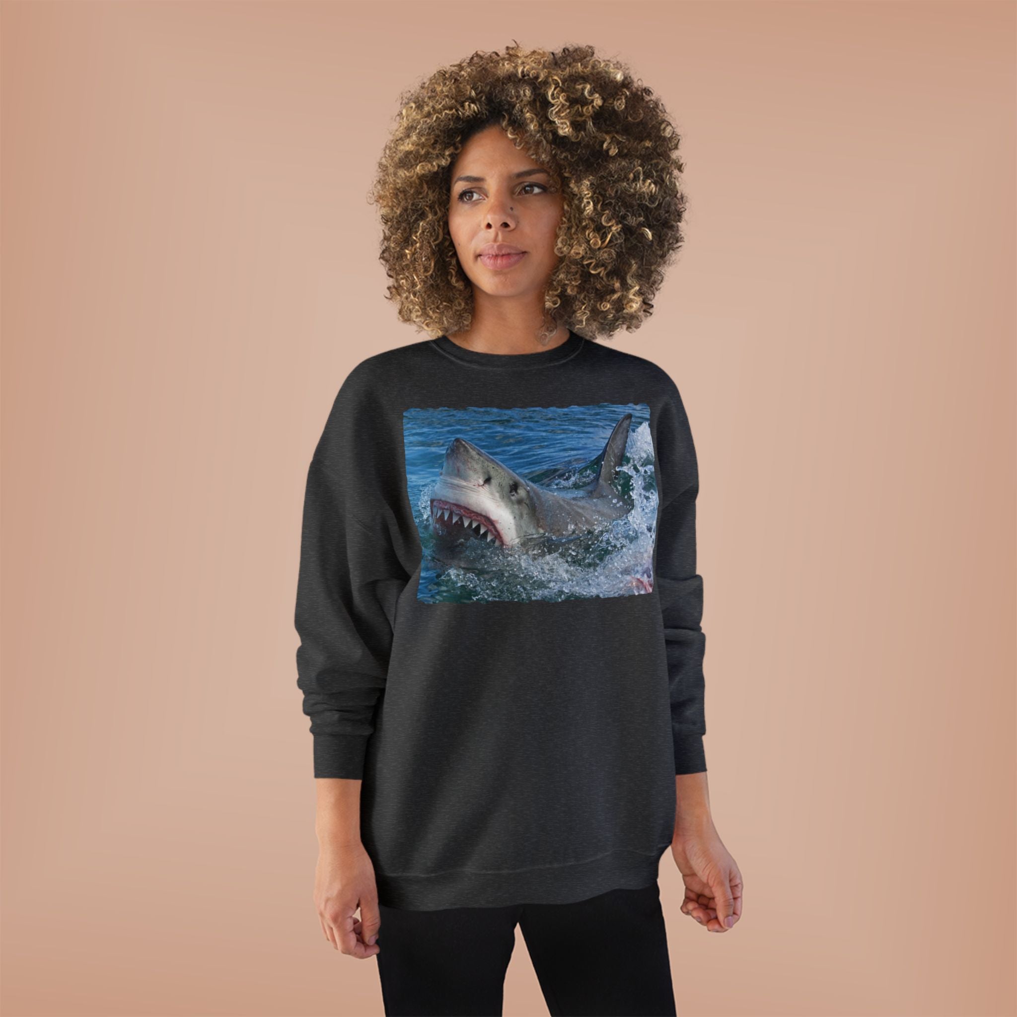 Great White Shark Crewneck Sweatshirt — Ocean Predator Graphic Sweatshirt