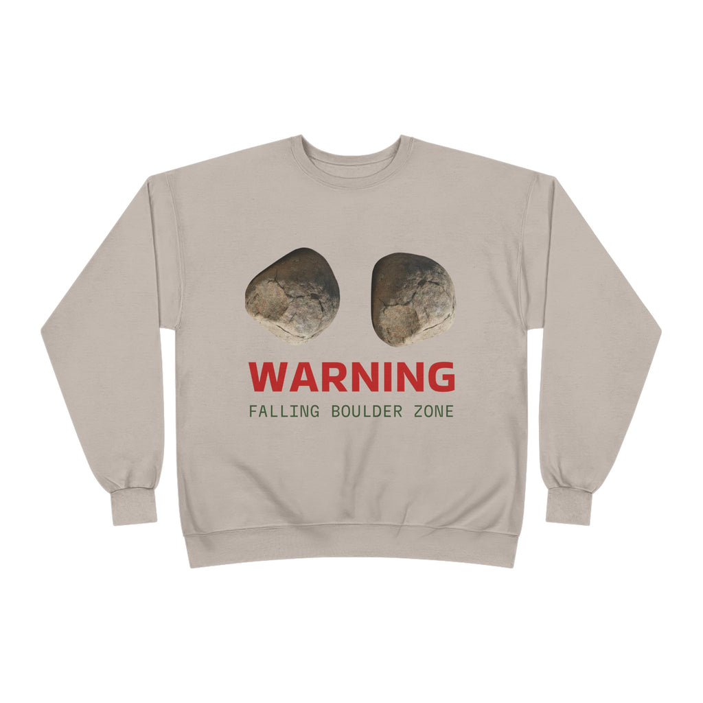 Warning Falling Boulder Zone Crewneck Sweatshirt