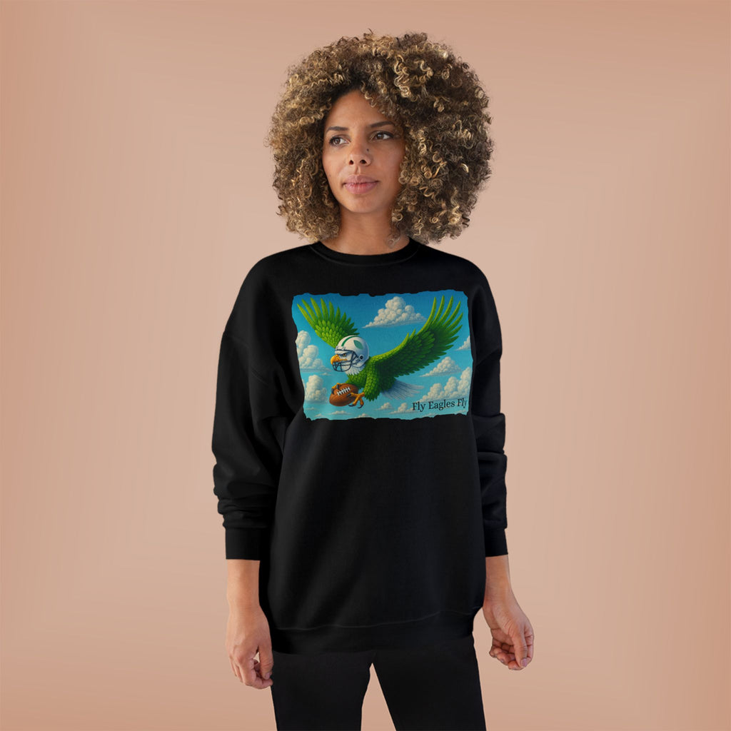 Eagles Fly Crewneck Sweatshirt — Vintage Football Bird Graphic