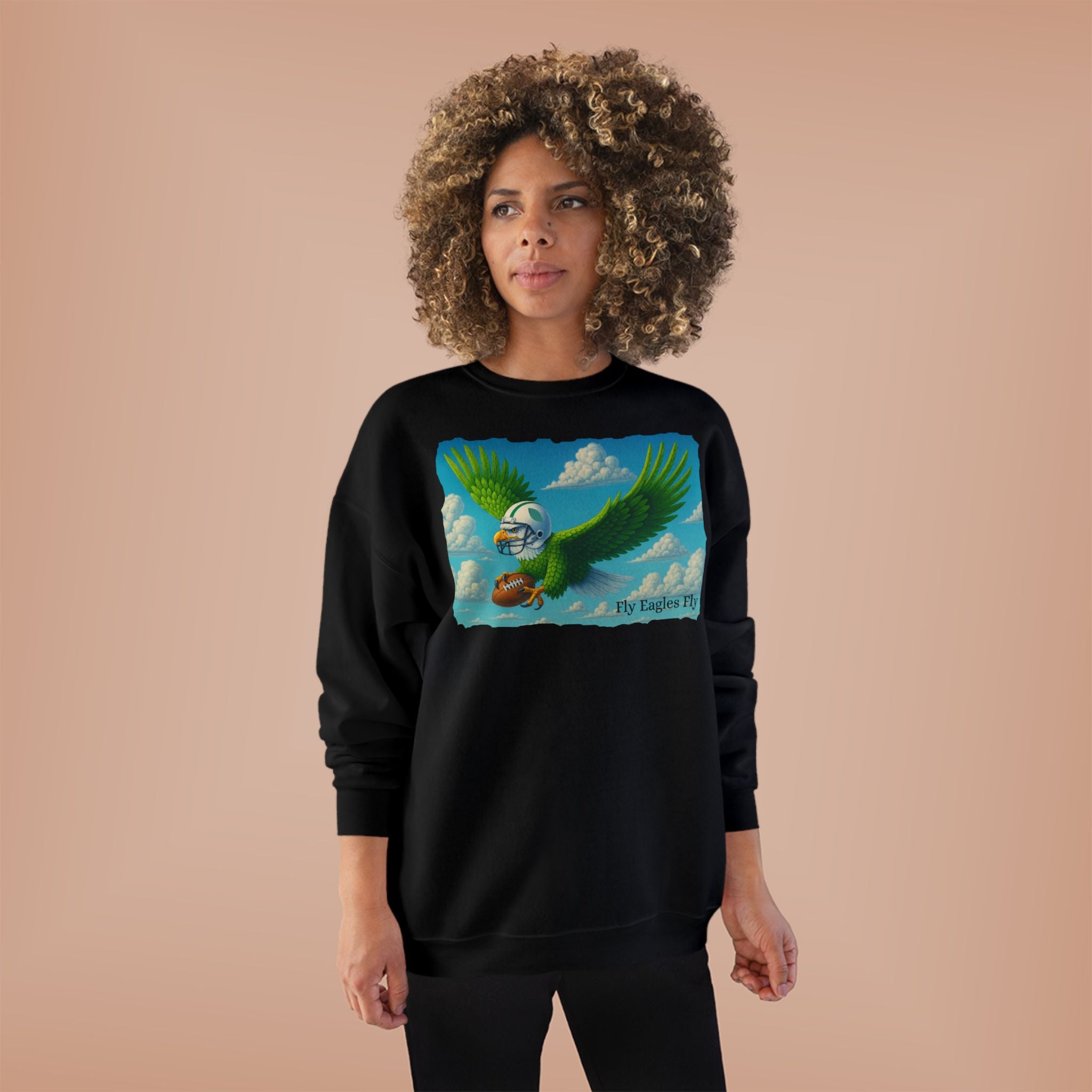 Eagles Fly Crewneck Sweatshirt — Vintage Football Bird Graphic