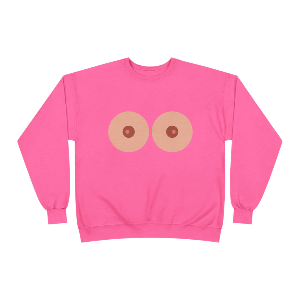 Nipple Graphic Crewneck Sweatshirt – Playful Boob Design, Breast Positivity Pullover