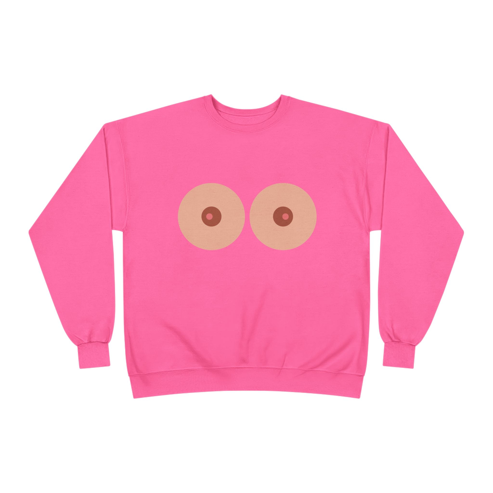 Nipple Graphic Crewneck Sweatshirt – Playful Boob Design, Breast Positivity Pullover