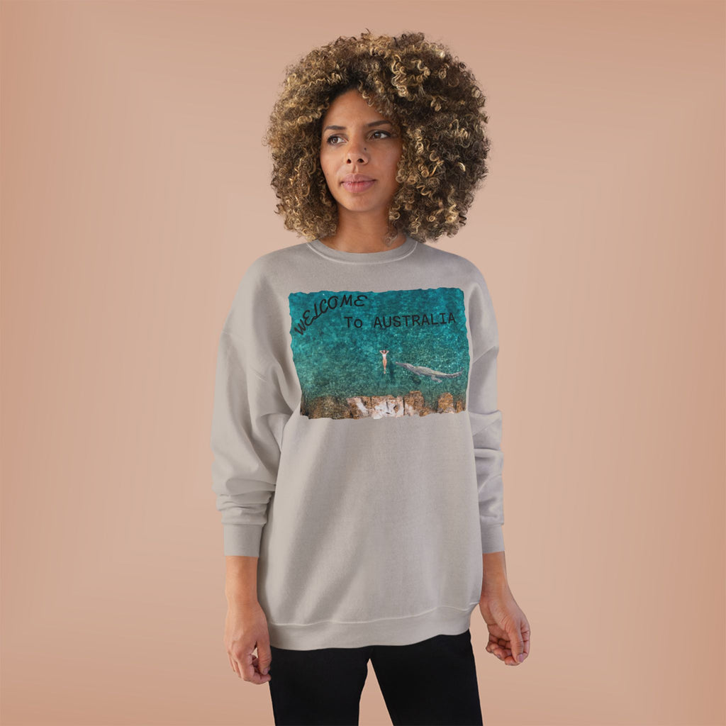 Welcome To Australia Crewneck Sweatshirt — Beach Aerial Photo Travel Sweater