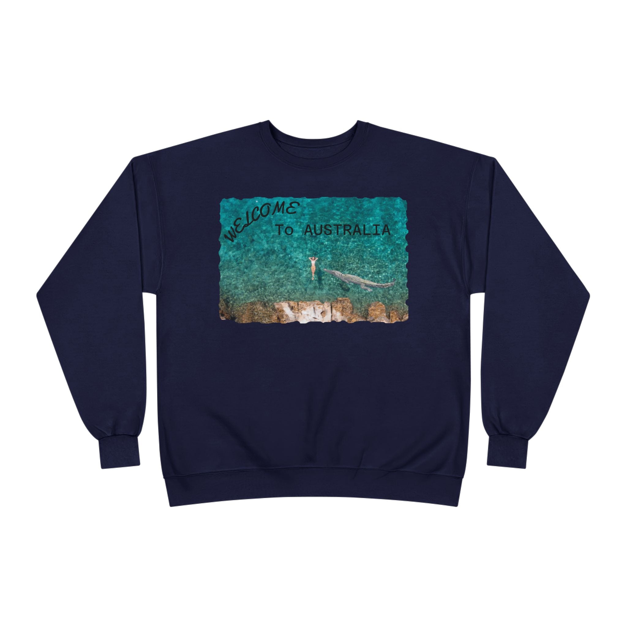 Welcome To Australia Crewneck Sweatshirt — Beach Aerial Photo Travel Sweater