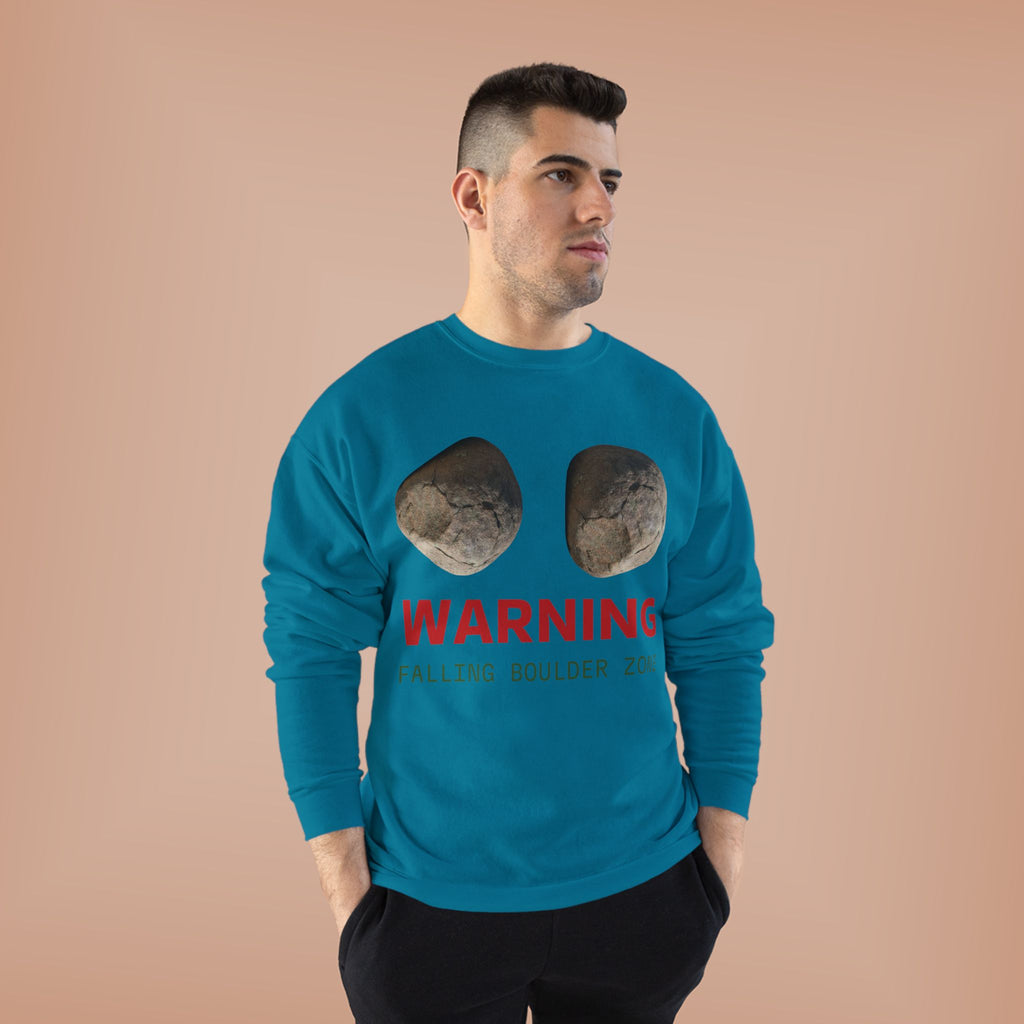 Warning Falling Boulder Zone Crewneck Sweatshirt