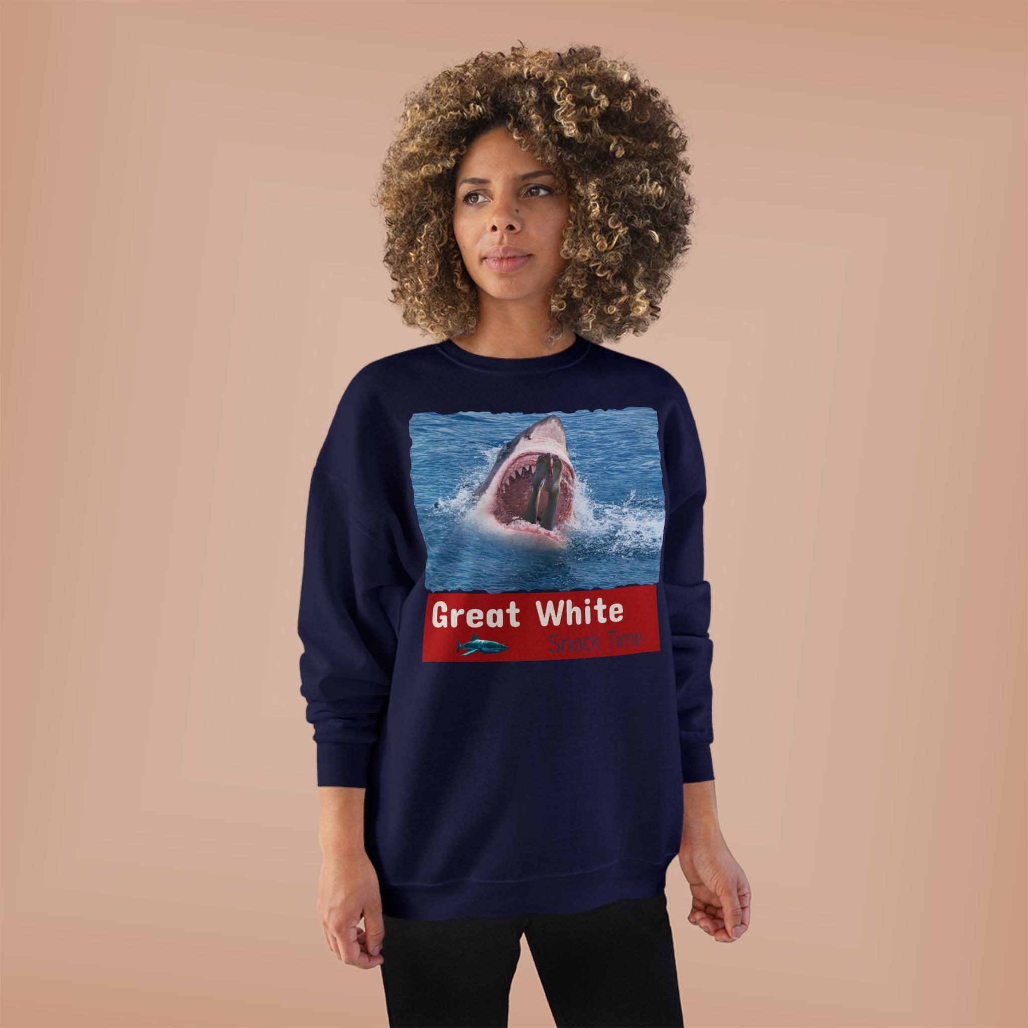 Great White Shark Crewneck Sweatshirt — Ocean Graphic Pullover