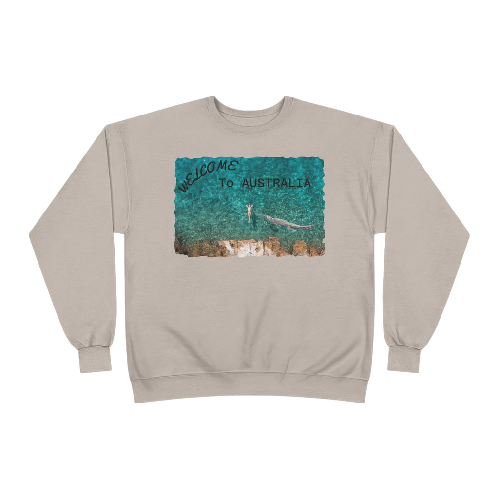 Welcome To Australia Crewneck Sweatshirt — Beach Aerial Photo Travel Sweater