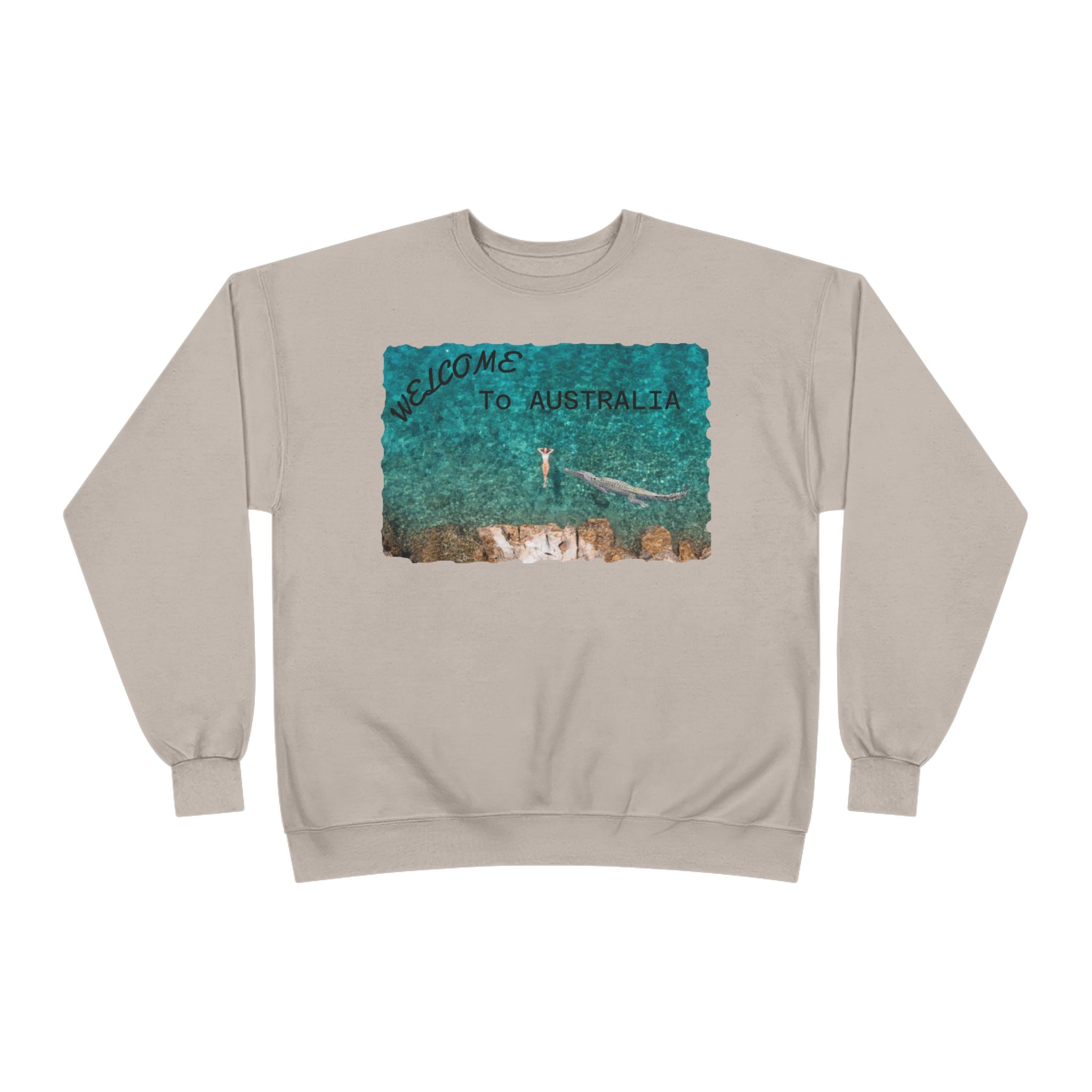 Welcome To Australia Crewneck Sweatshirt — Beach Aerial Photo Travel Sweater