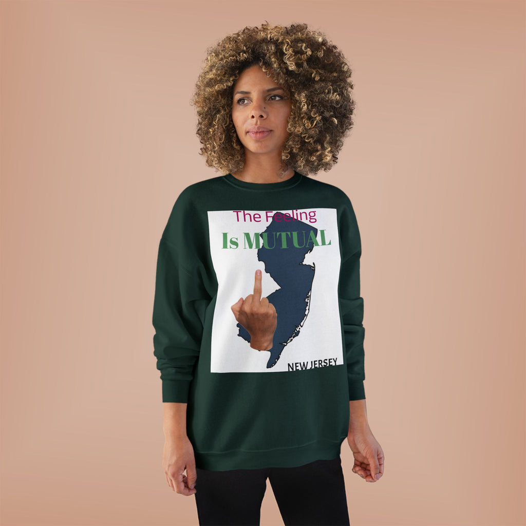 Mutual Feeling Is Mutual Crewneck Sweatshirt — New Jersey Middle Finger Graphic