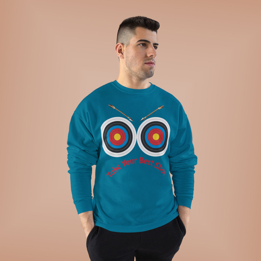 Take Your Best Shot Crewneck Sweatshirt — Archery Target Graphic