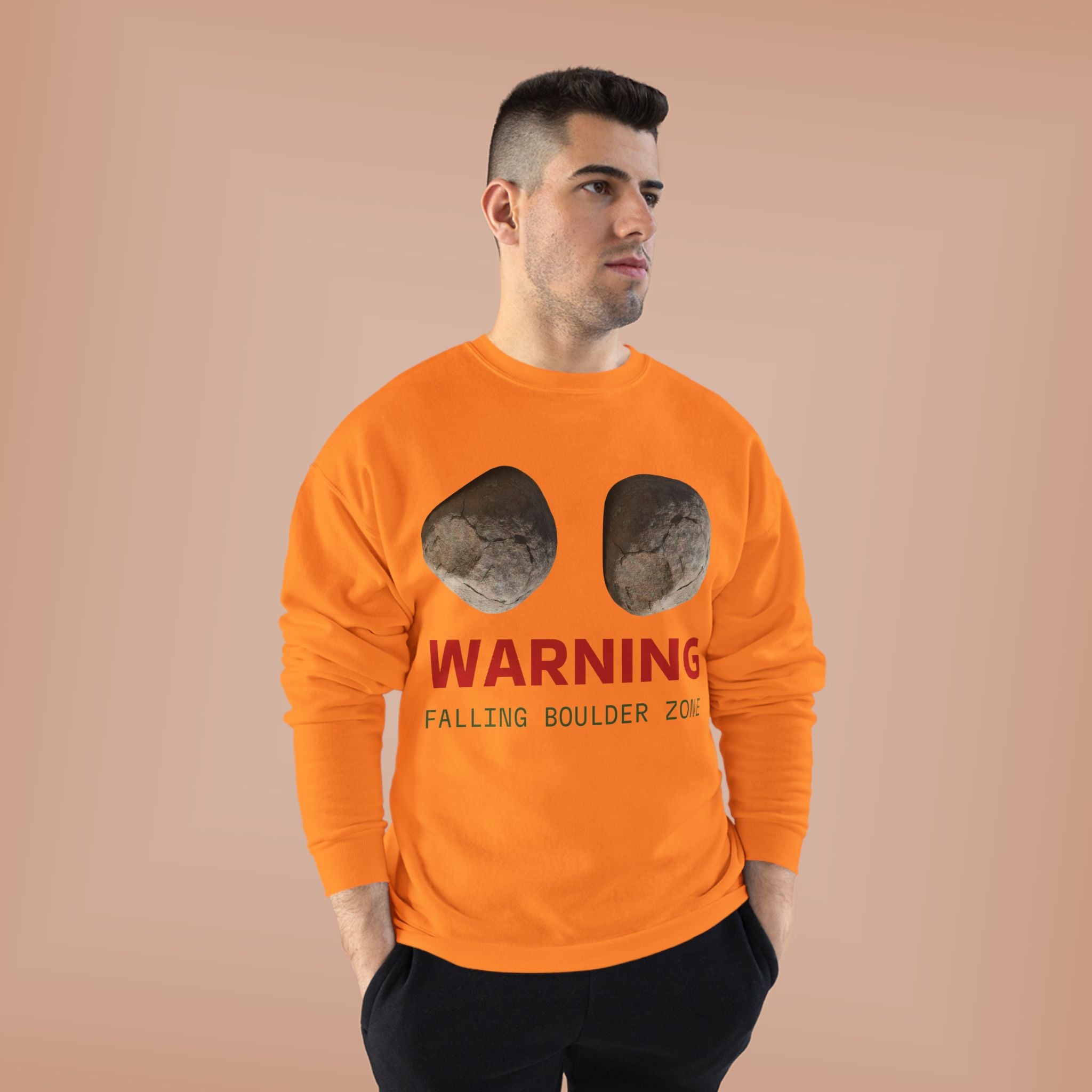 Warning Falling Boulder Zone Crewneck Sweatshirt