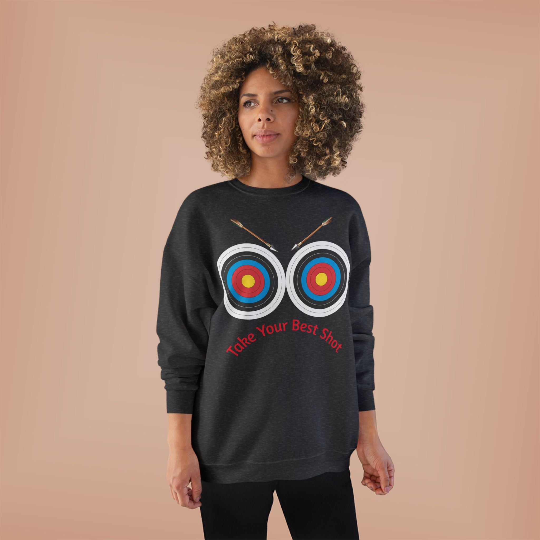 Take Your Best Shot Crewneck Sweatshirt — Archery Target Graphic