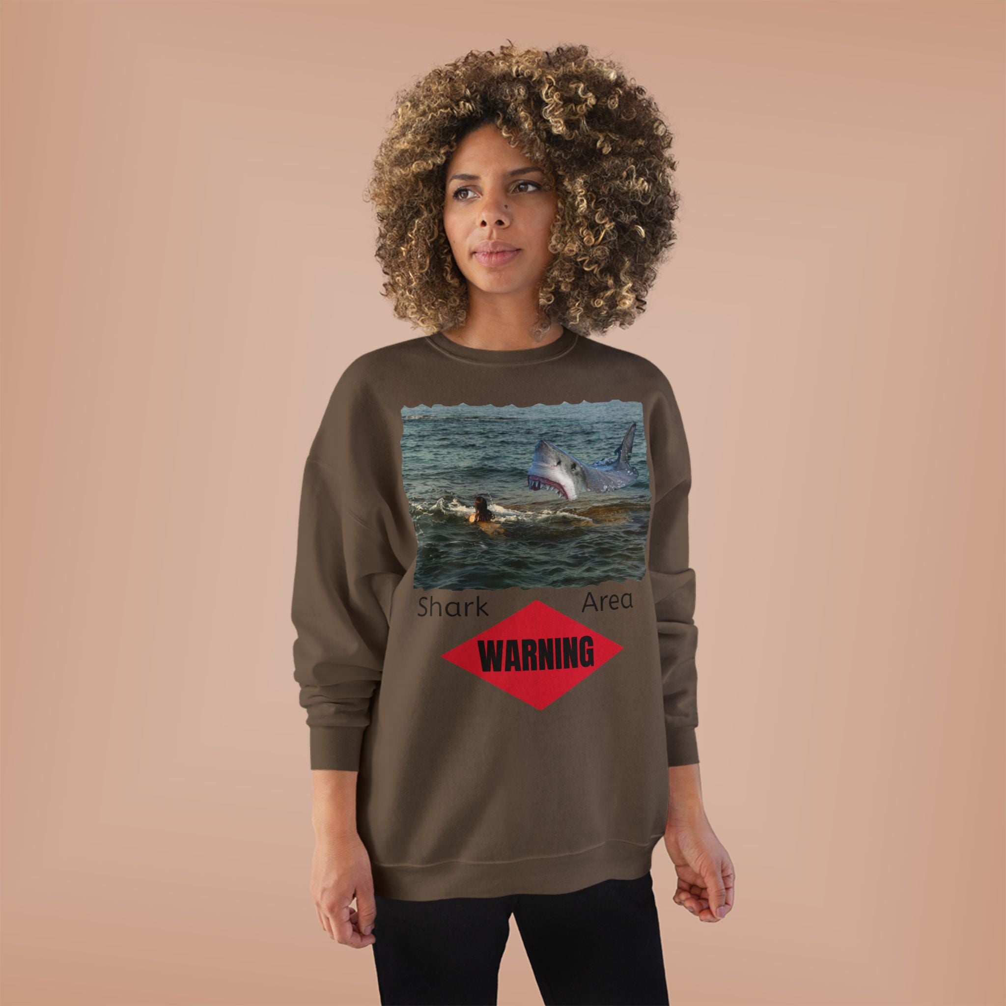 Shark Attack Warning Crewneck Sweatshirt