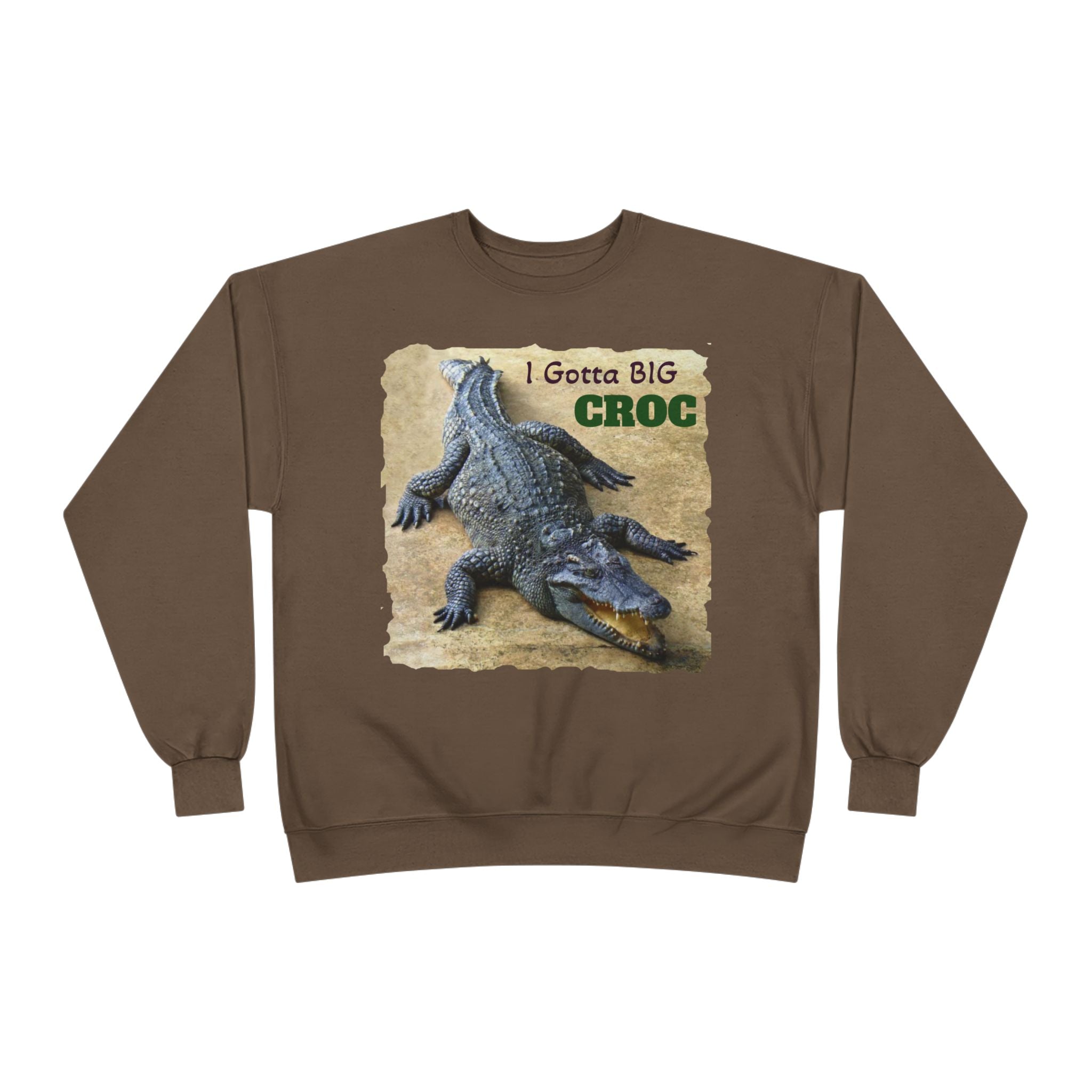 Crocodile Graphic Sweatshirt — "I Gotta Big Croc" Vintage Wildlife Crewneck