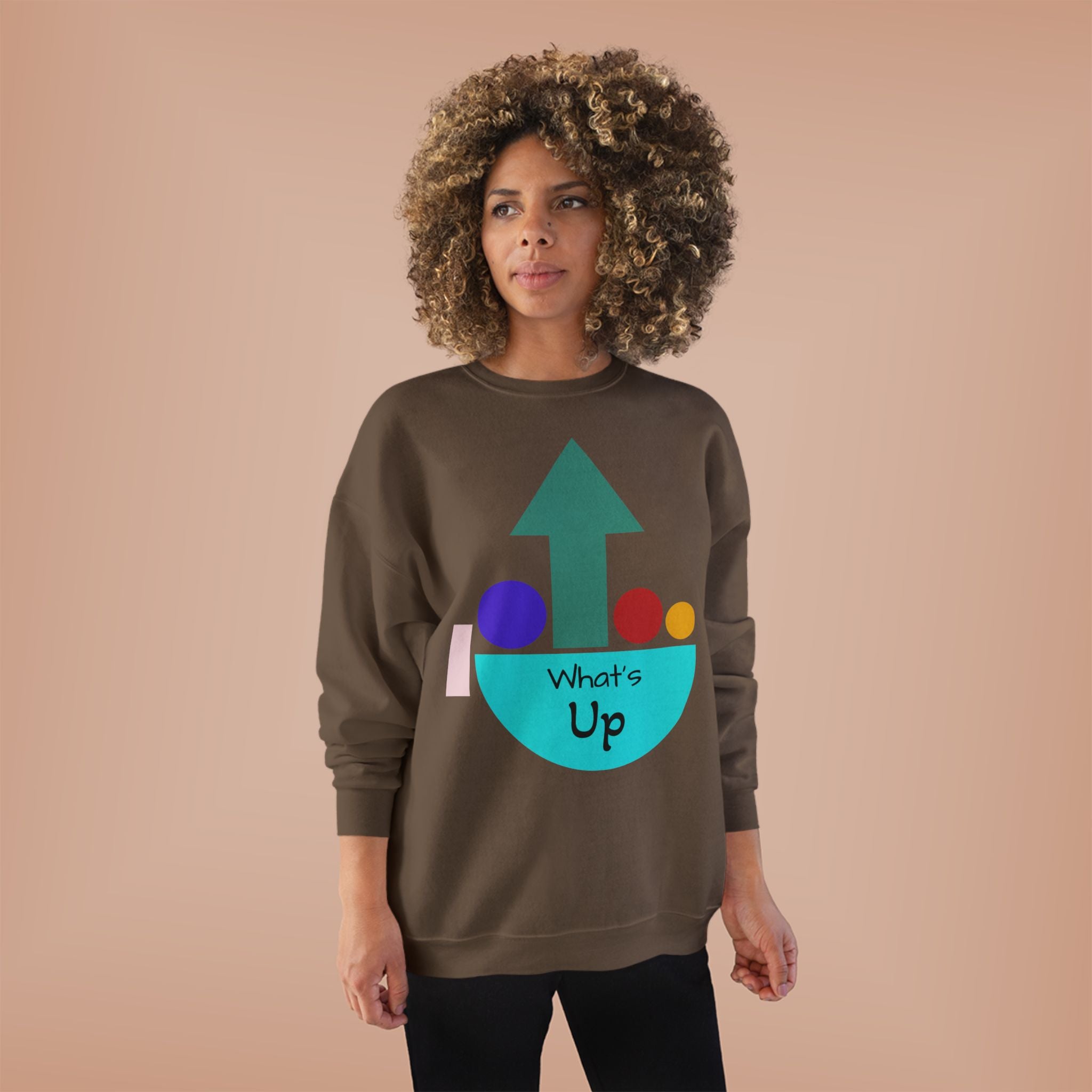 What's Up Arrow Crewneck Sweatshirt — Playful Graphic Pullover
