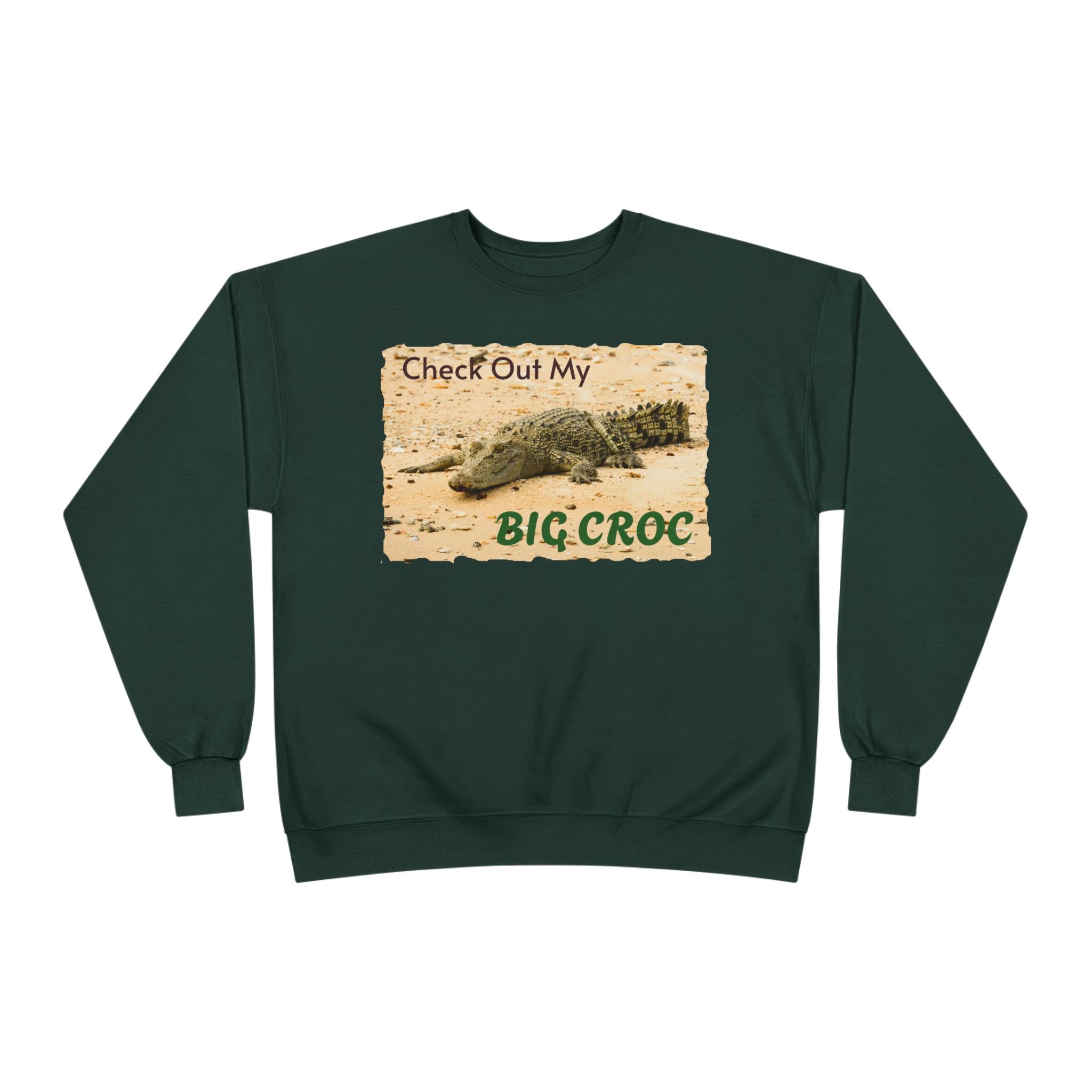 Crocodile Graphic Sweatshirt — "Check Out My Big Croc" Vintage Beach Vibe