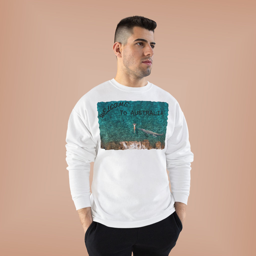 Welcome To Australia Crewneck Sweatshirt — Beach Aerial Photo Travel Sweater