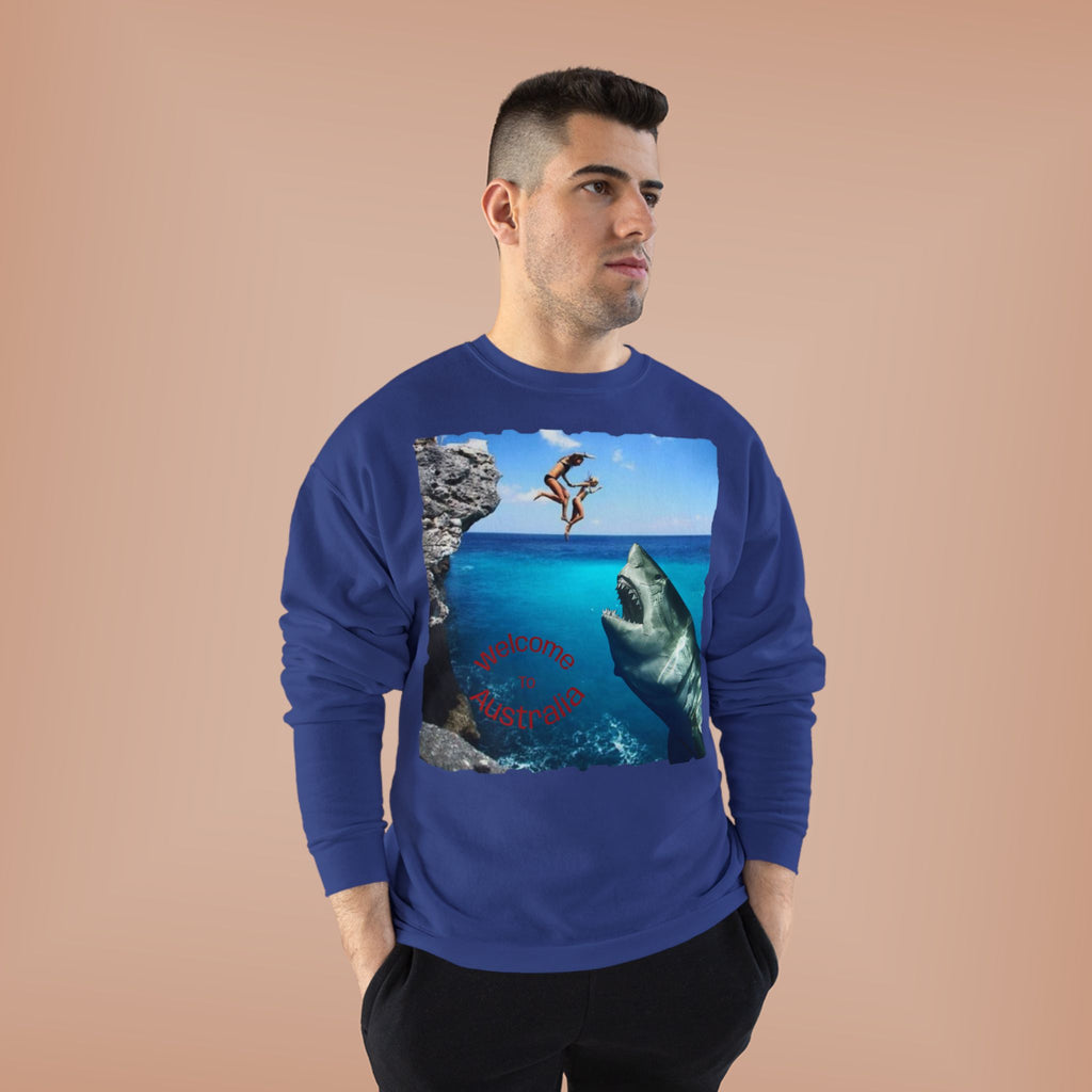 Crewneck Sweatshirt - Cliff Diver Shark Graphic