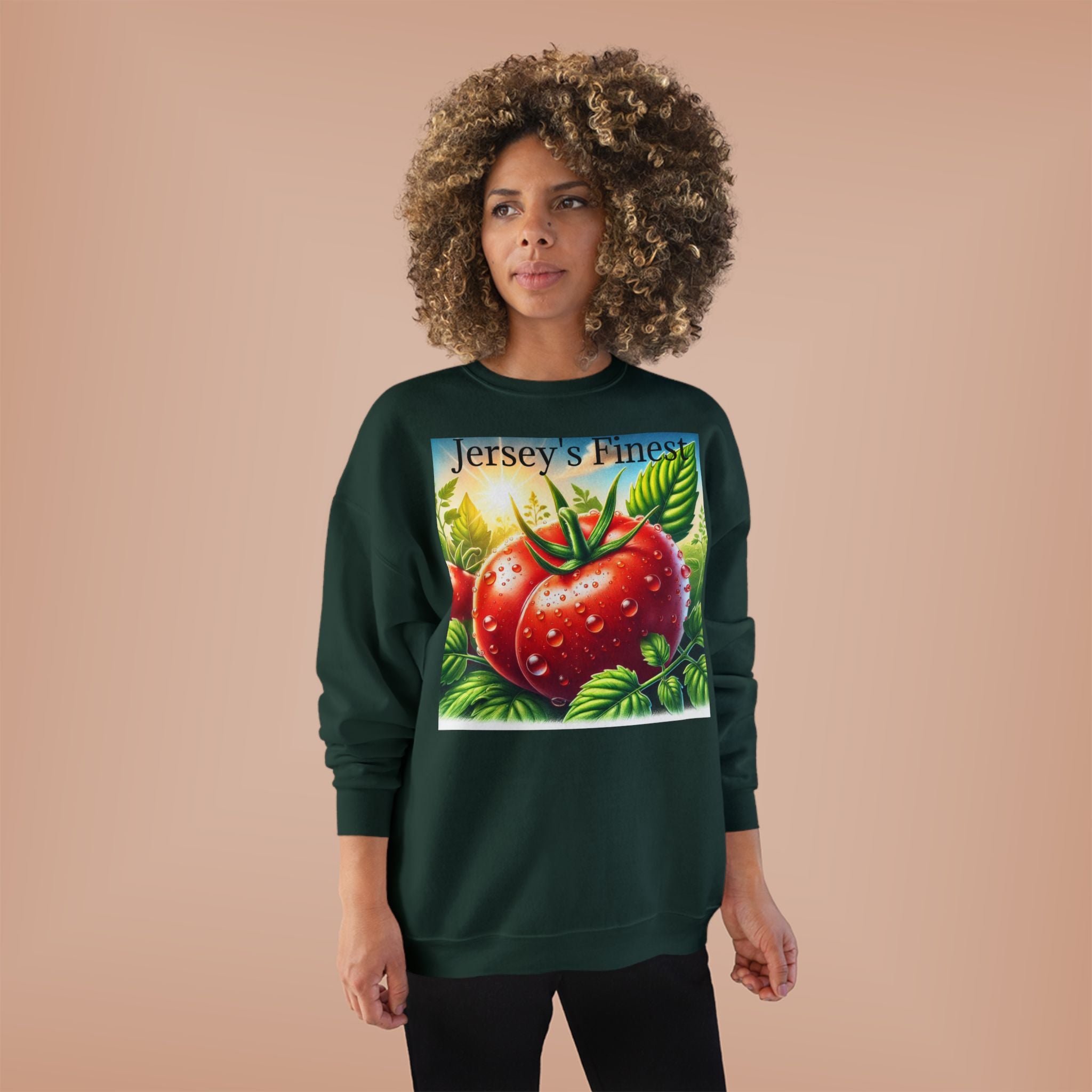 Tomato Crewneck Sweatshirt — "Jersey's Finest" Garden Produce Graphic