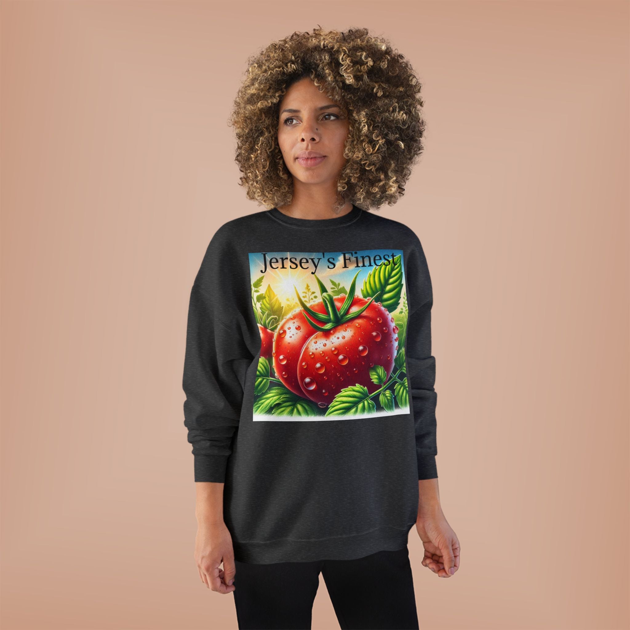 Tomato Crewneck Sweatshirt — "Jersey's Finest" Garden Produce Graphic