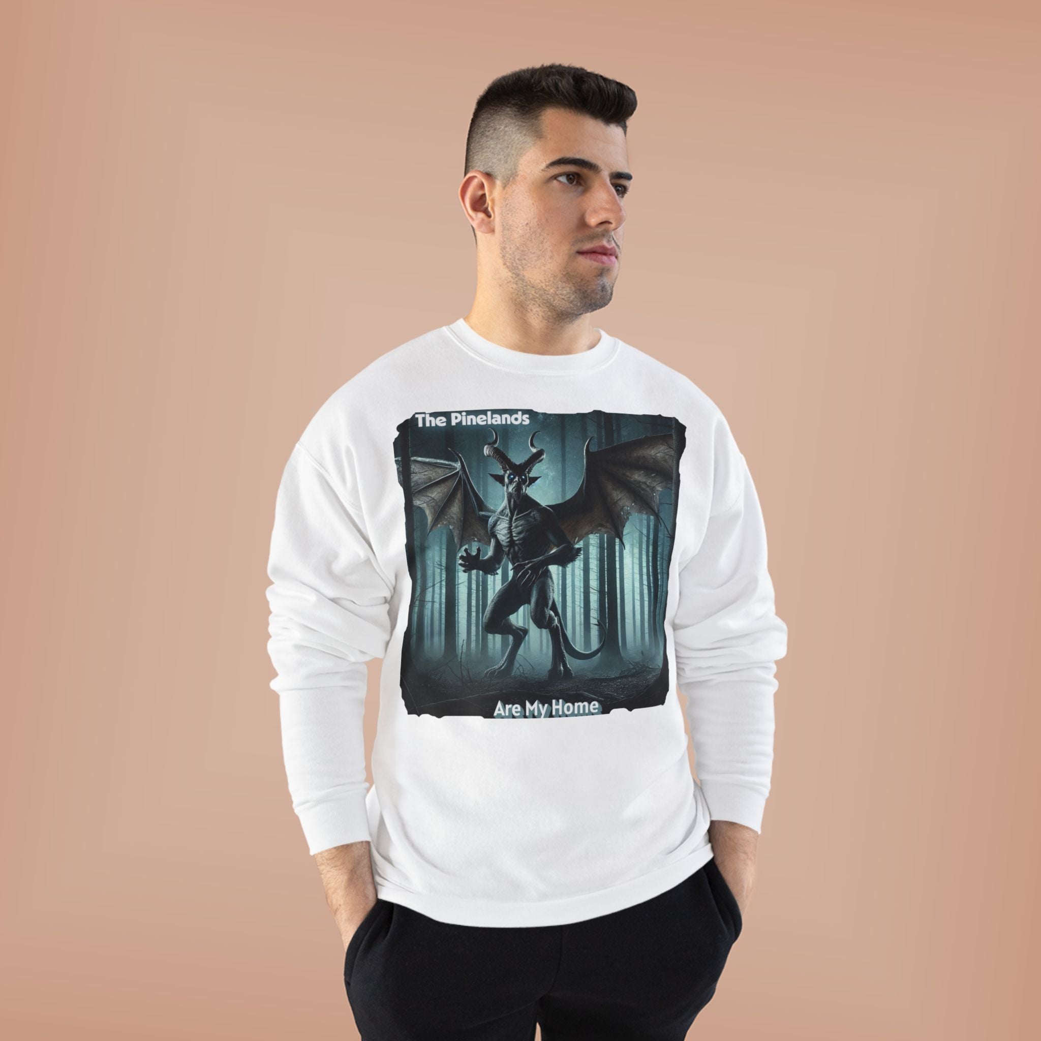 Pine Lands Dragon Crewneck Sweatshirt — "The Pinelands Are My Home" Forest Fantasy Pullover