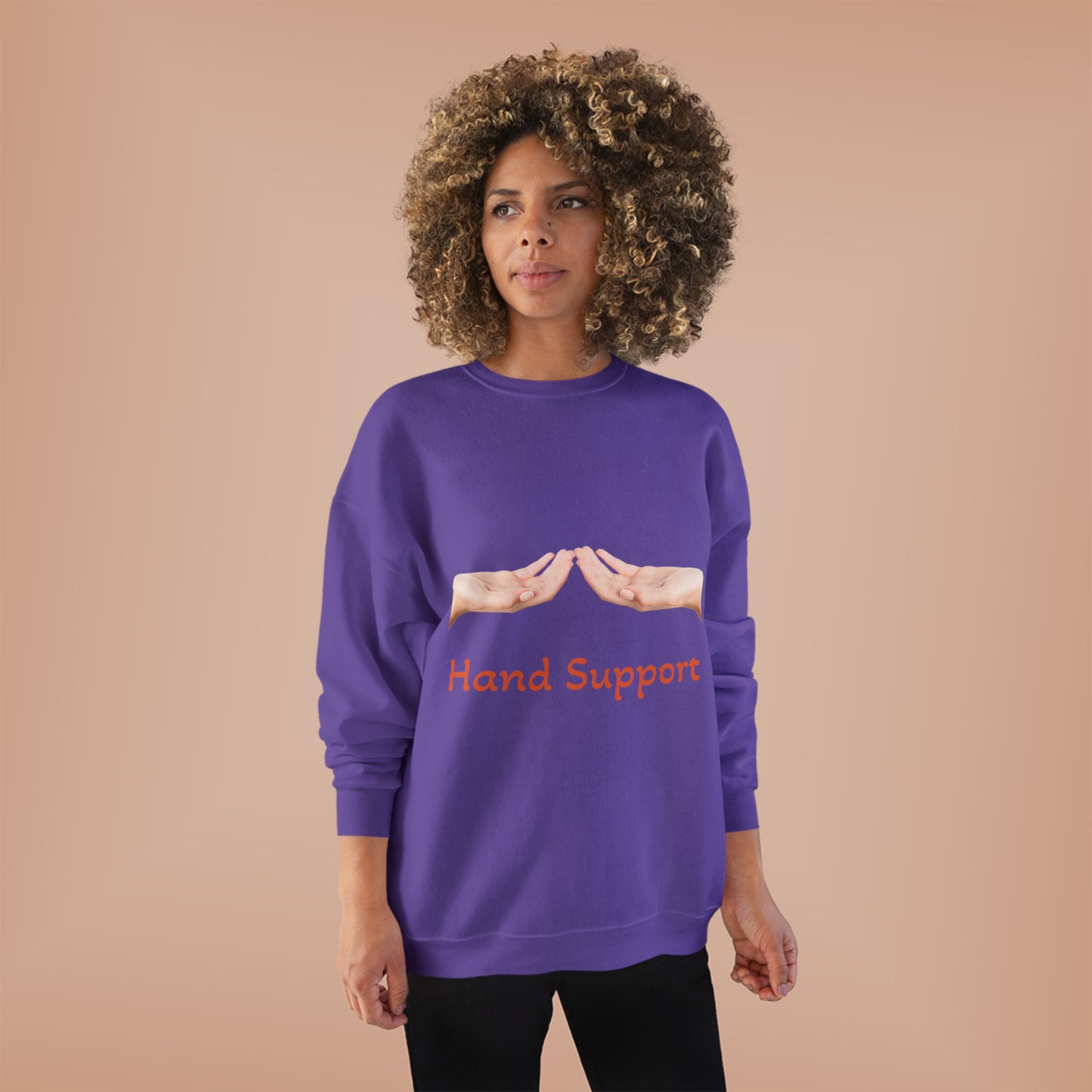 Hand Support Crewneck Sweatshirt — Comfort & Care Graphic