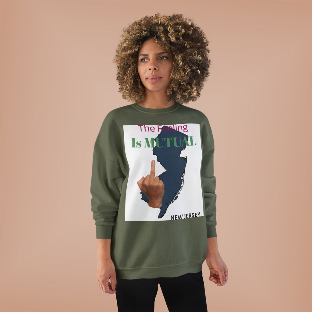 Mutual Feeling Is Mutual Crewneck Sweatshirt — New Jersey Middle Finger Graphic