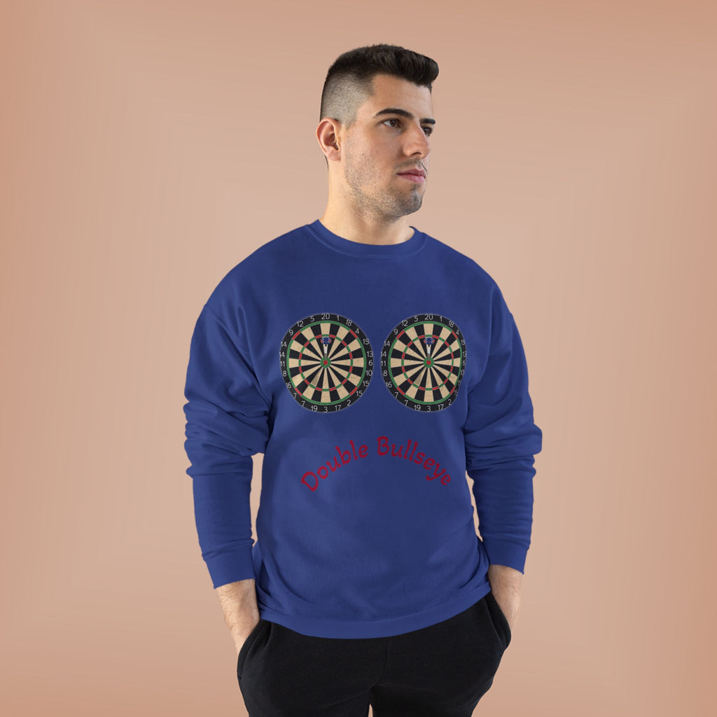 Double Bullseye Crewneck Sweatshirt — Darts Humor Graphic