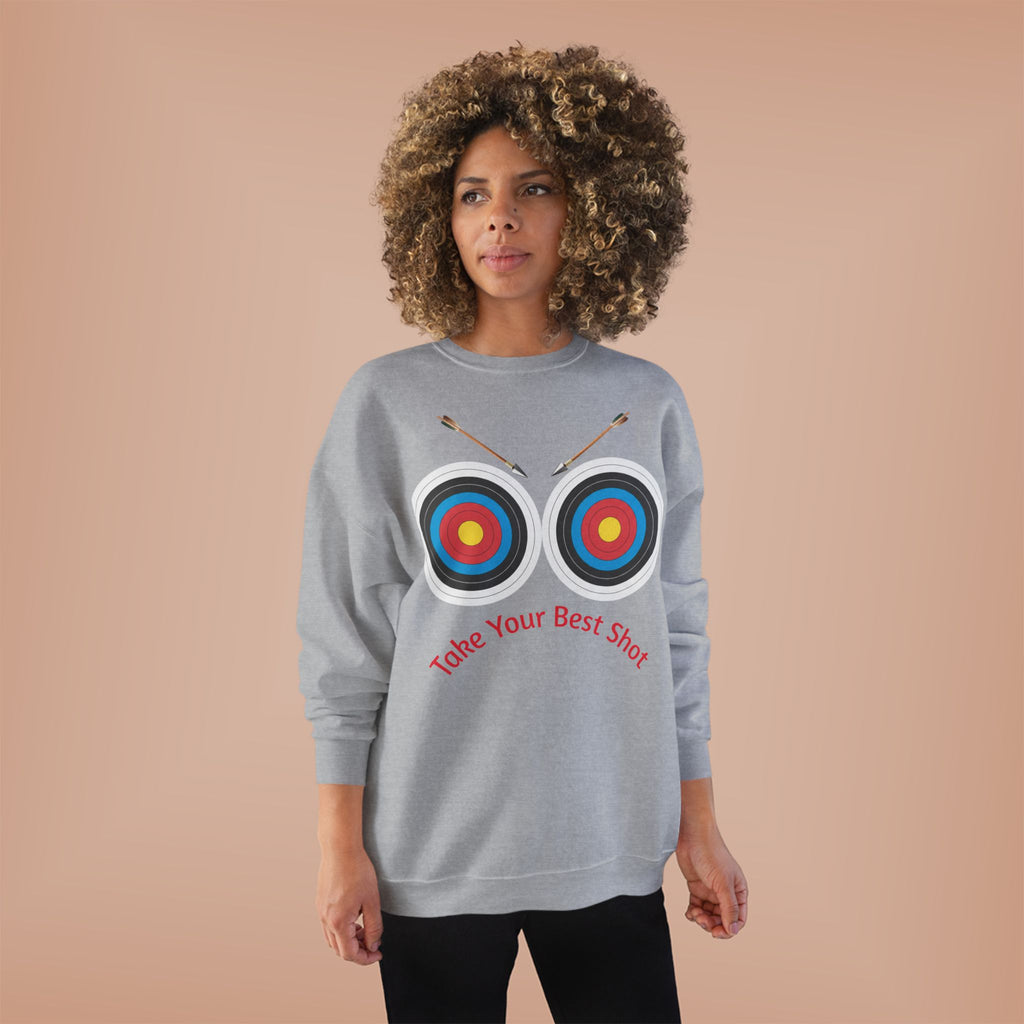 Take Your Best Shot Crewneck Sweatshirt — Archery Target Graphic