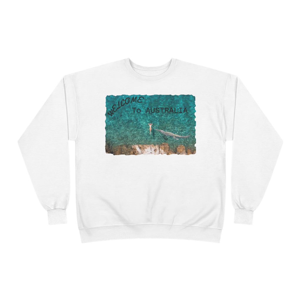 Welcome To Australia Crewneck Sweatshirt — Beach Aerial Photo Travel Sweater