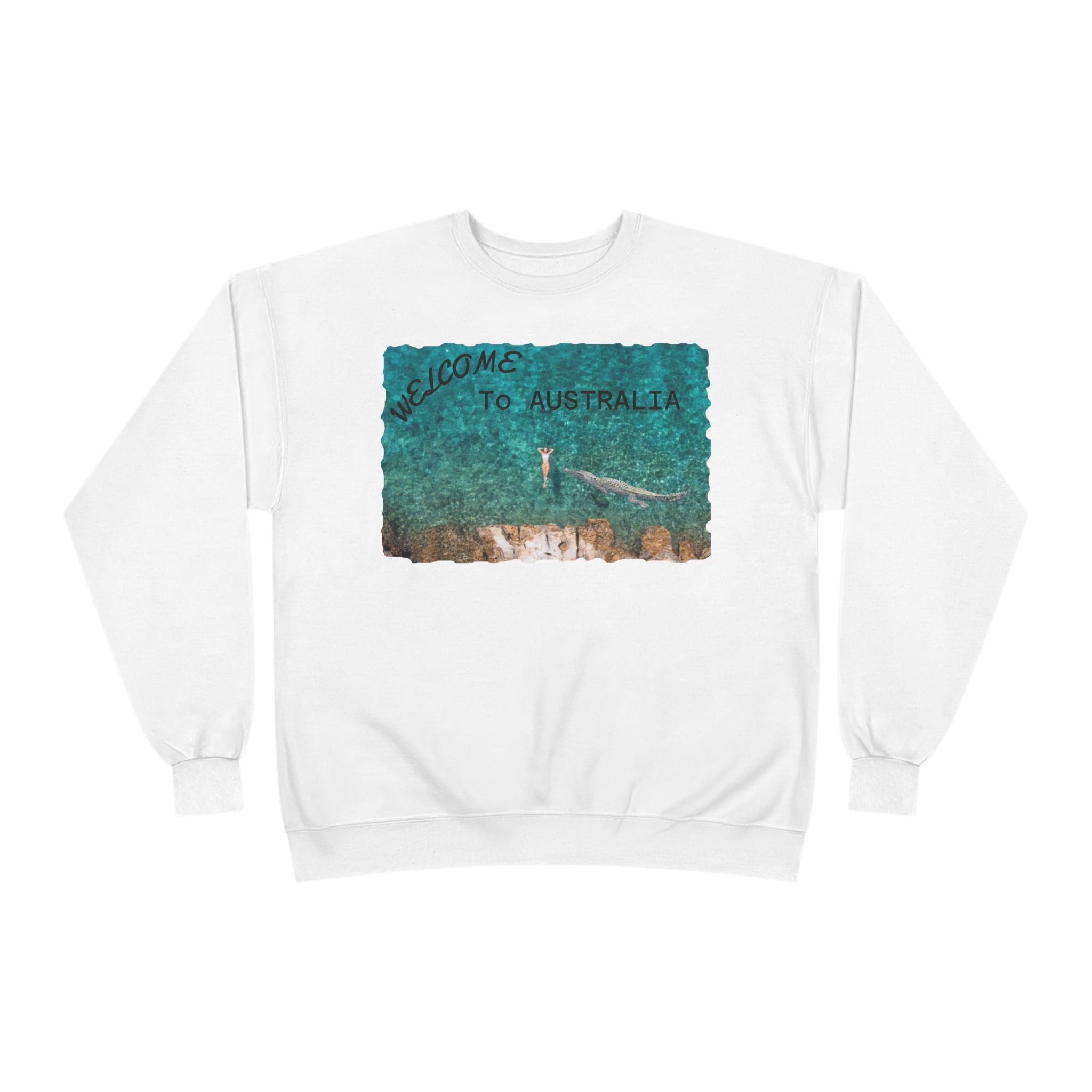 Welcome To Australia Crewneck Sweatshirt — Beach Aerial Photo Travel Sweater