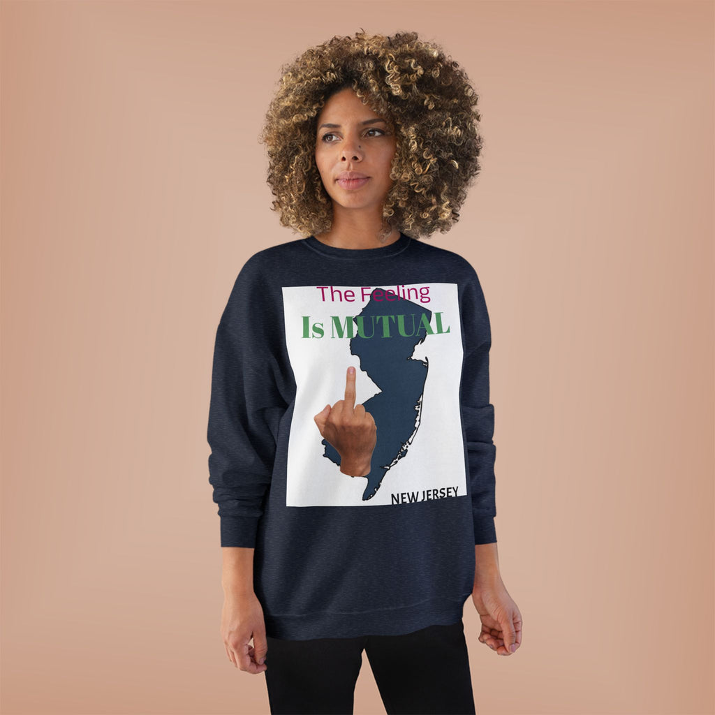 Mutual Feeling Is Mutual Crewneck Sweatshirt — New Jersey Middle Finger Graphic