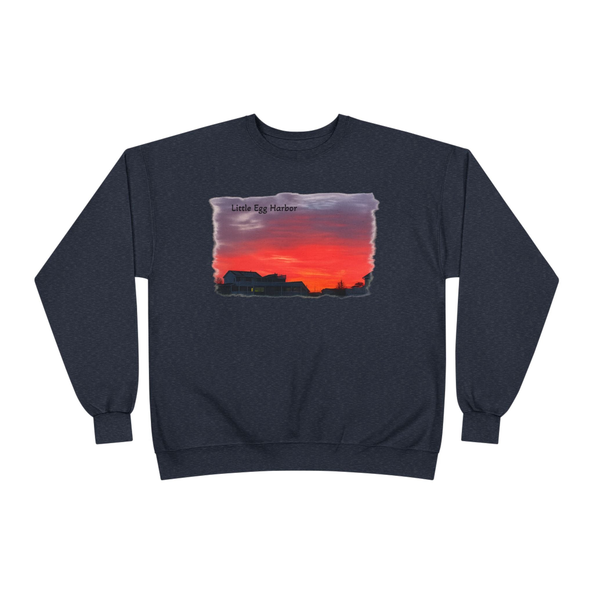 Sunset Horizon Crewneck Sweatshirt — 'Little Egg Harbor' Scenic Graphic