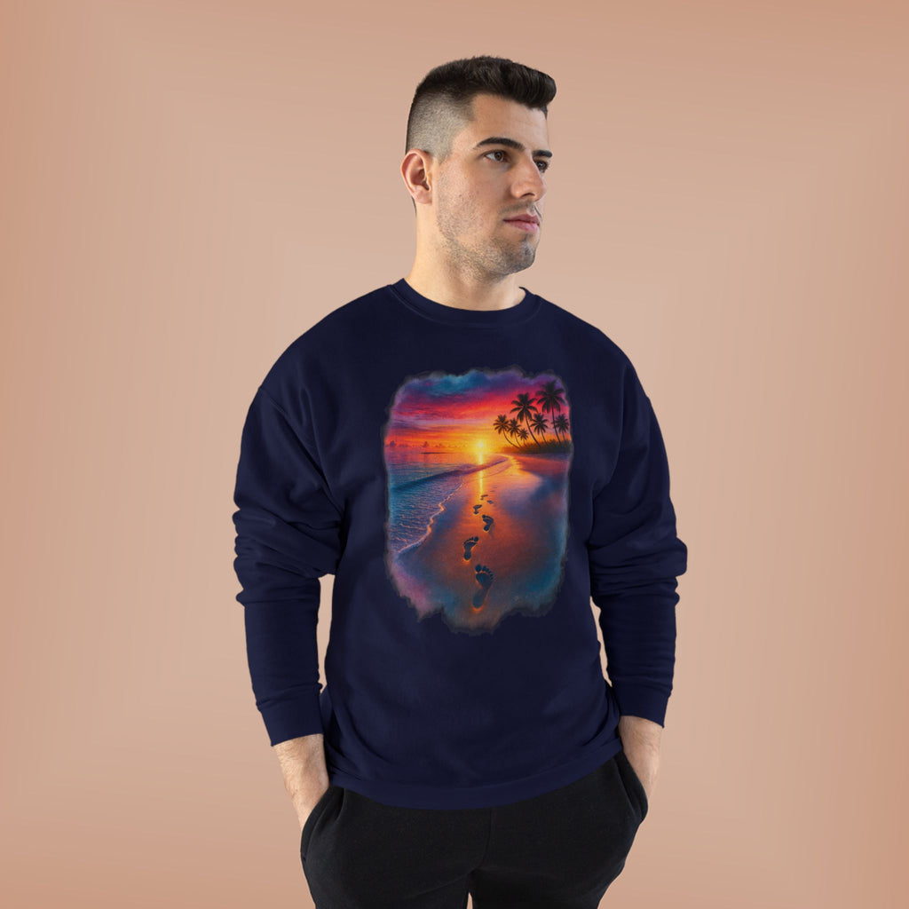 Sunset Beach Crewneck Sweatshirt — Tropical Footprints Graphic