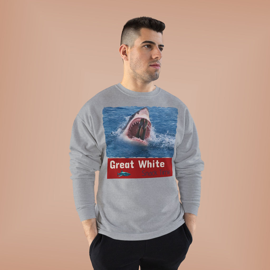 Great White Shark Crewneck Sweatshirt — Ocean Graphic Pullover