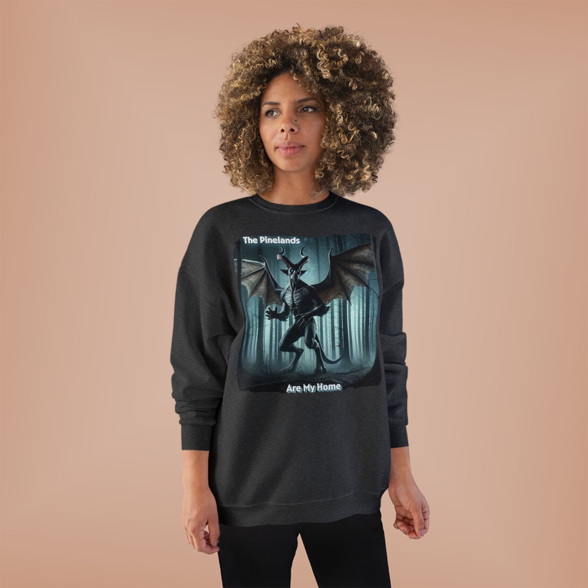 Pine Lands Dragon Crewneck Sweatshirt — "The Pinelands Are My Home" Forest Fantasy Pullover