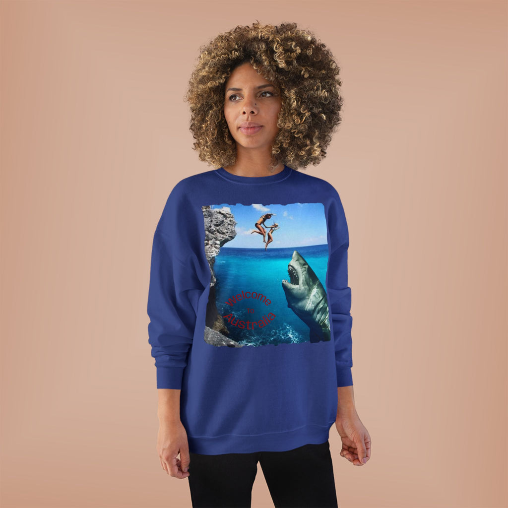 Crewneck Sweatshirt - Cliff Diver Shark Graphic