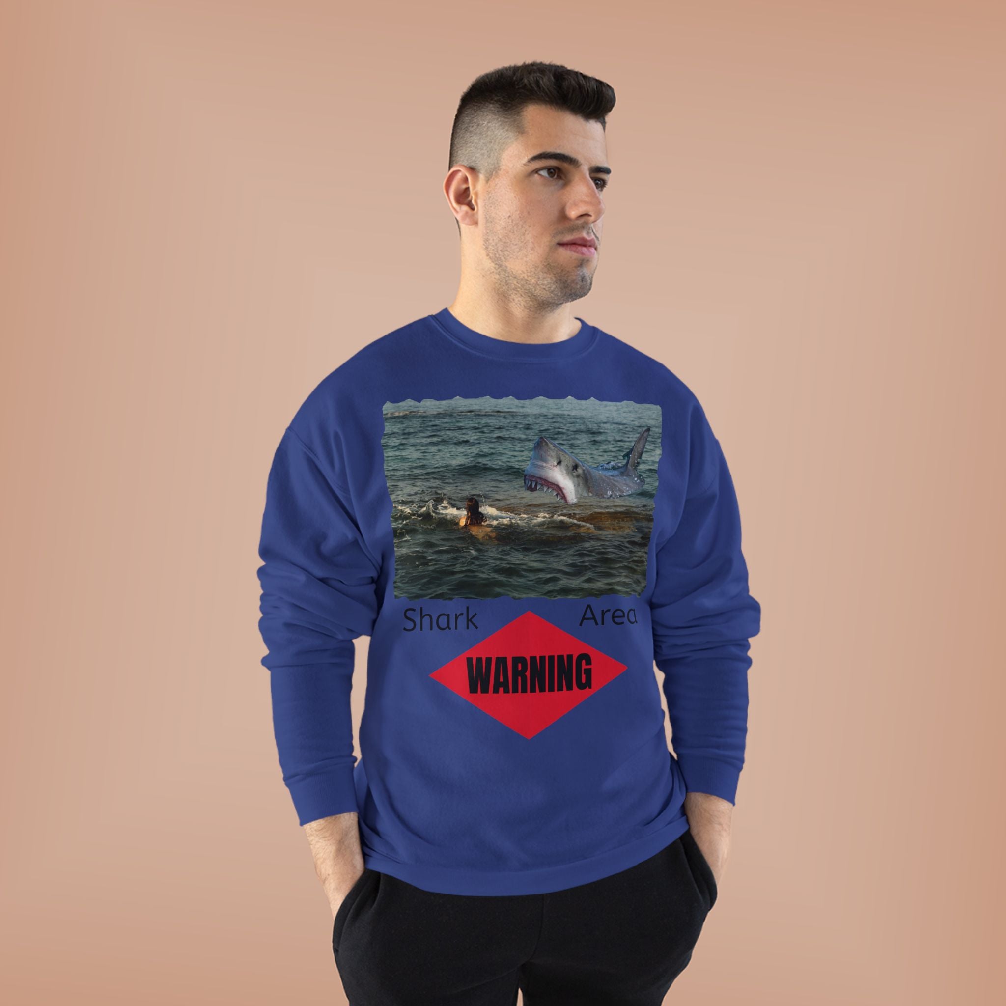 Shark Attack Warning Crewneck Sweatshirt